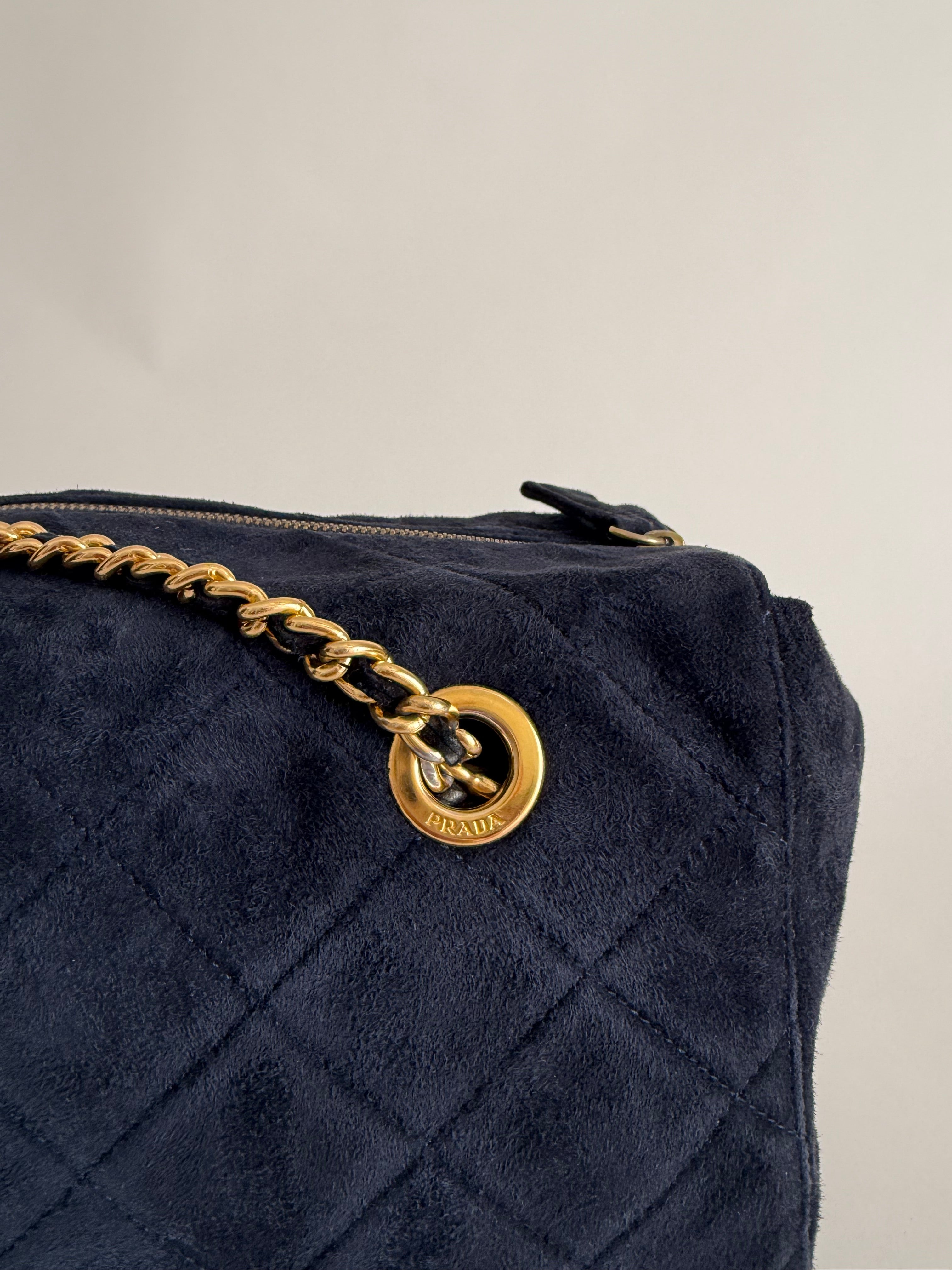 Prada blue suede bag 2000s