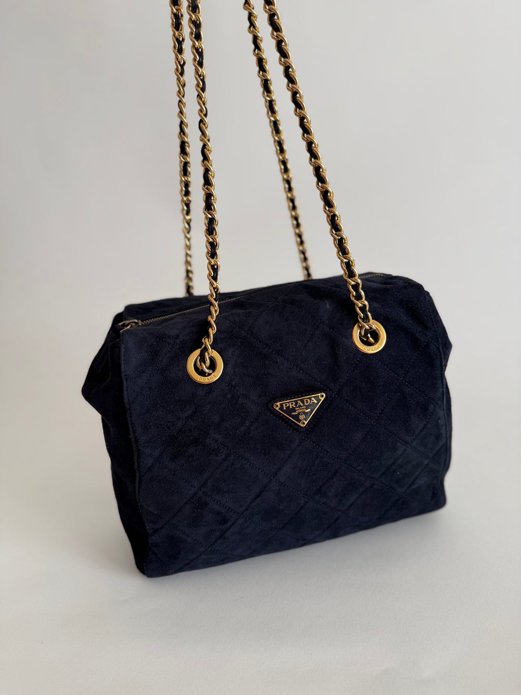 Prada blue suede bag 2000s