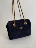 Prada blue suede bag 2000s
