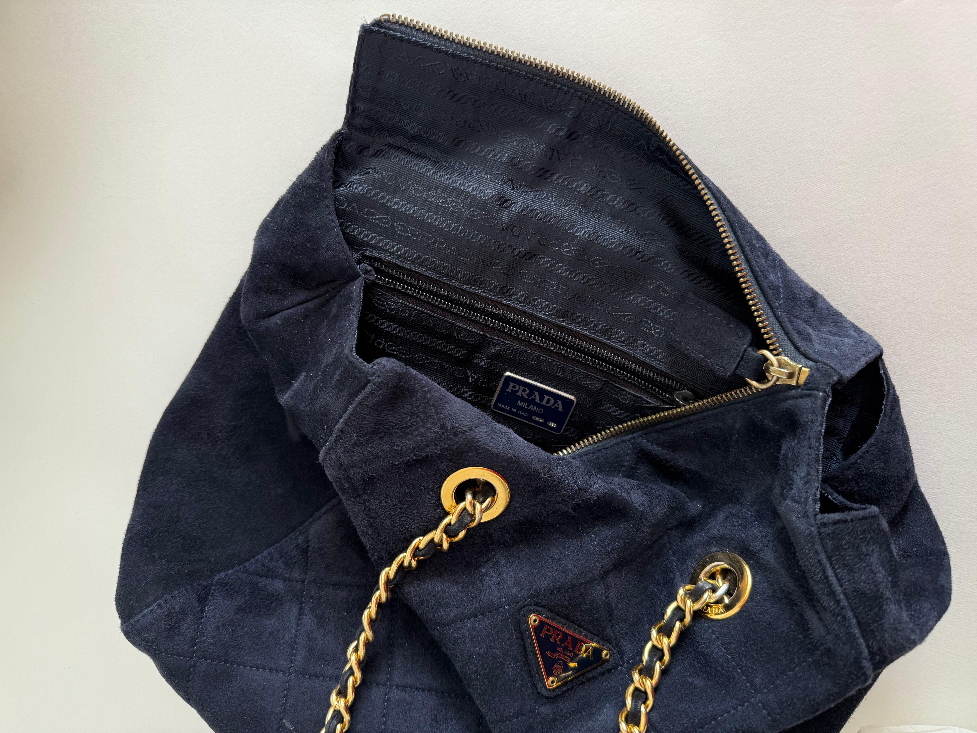 Prada blue suede bag 2000s