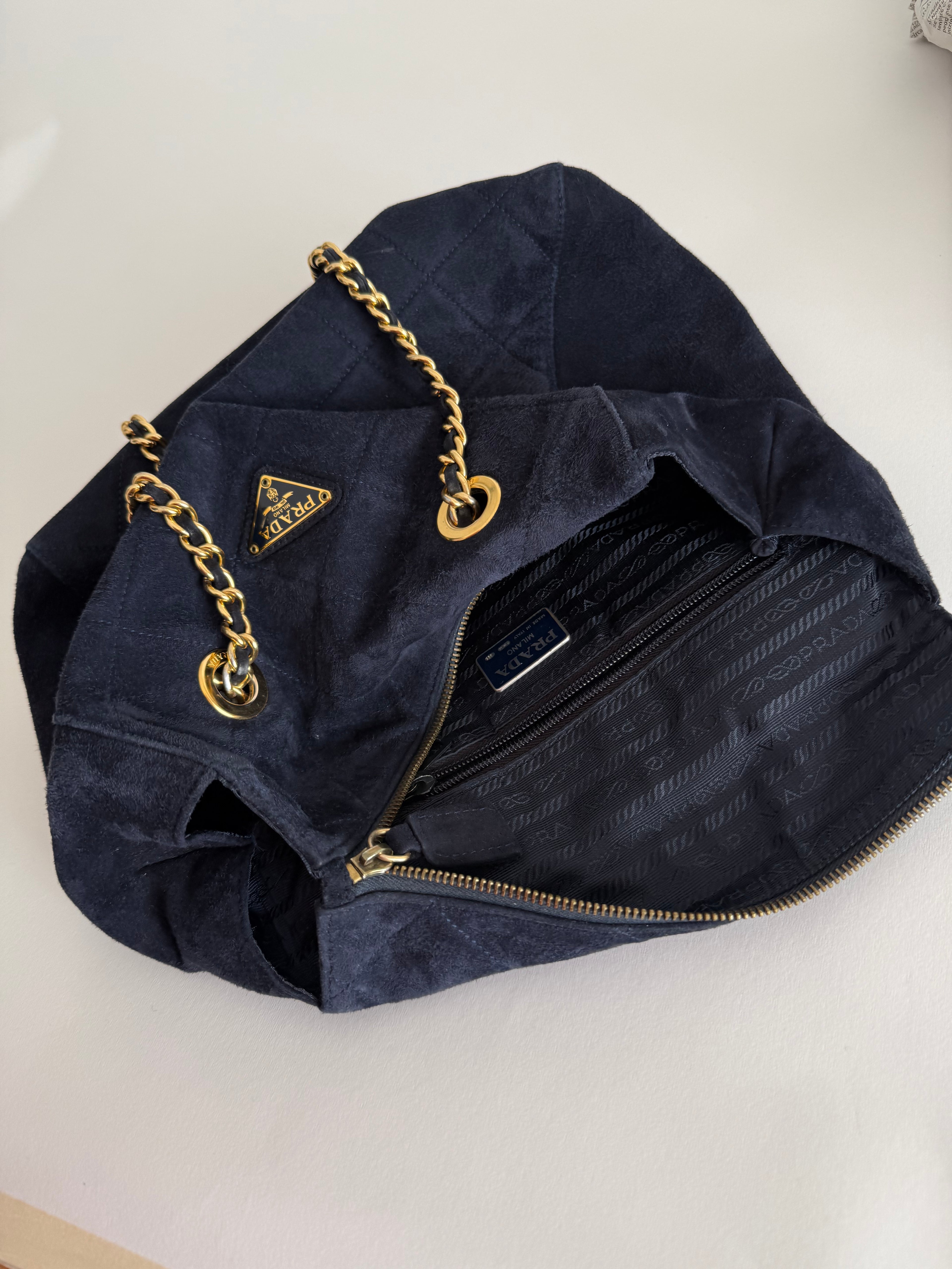 Prada blue suede bag 2000s