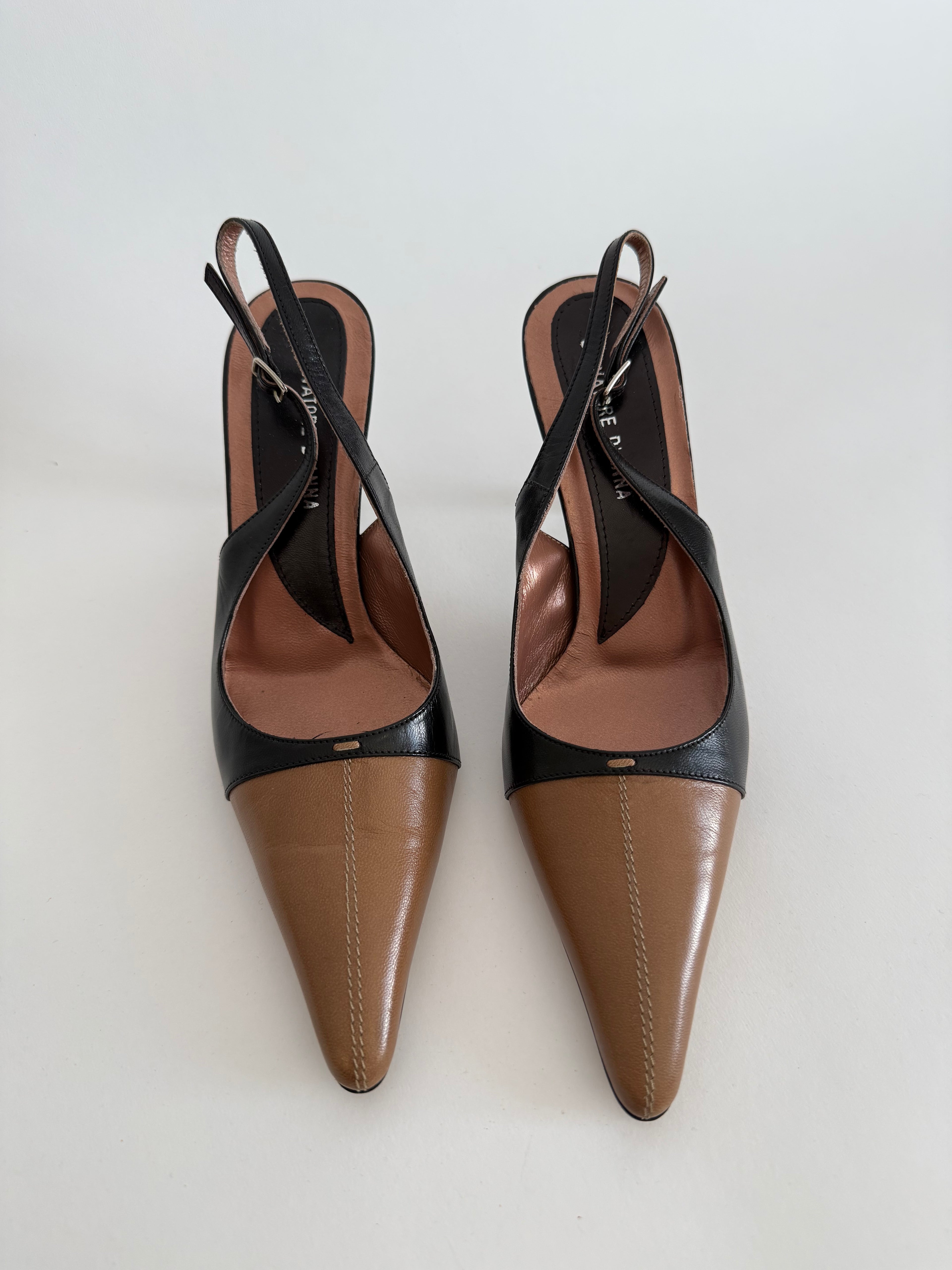 Vintage two tone slingback 90s italian designer