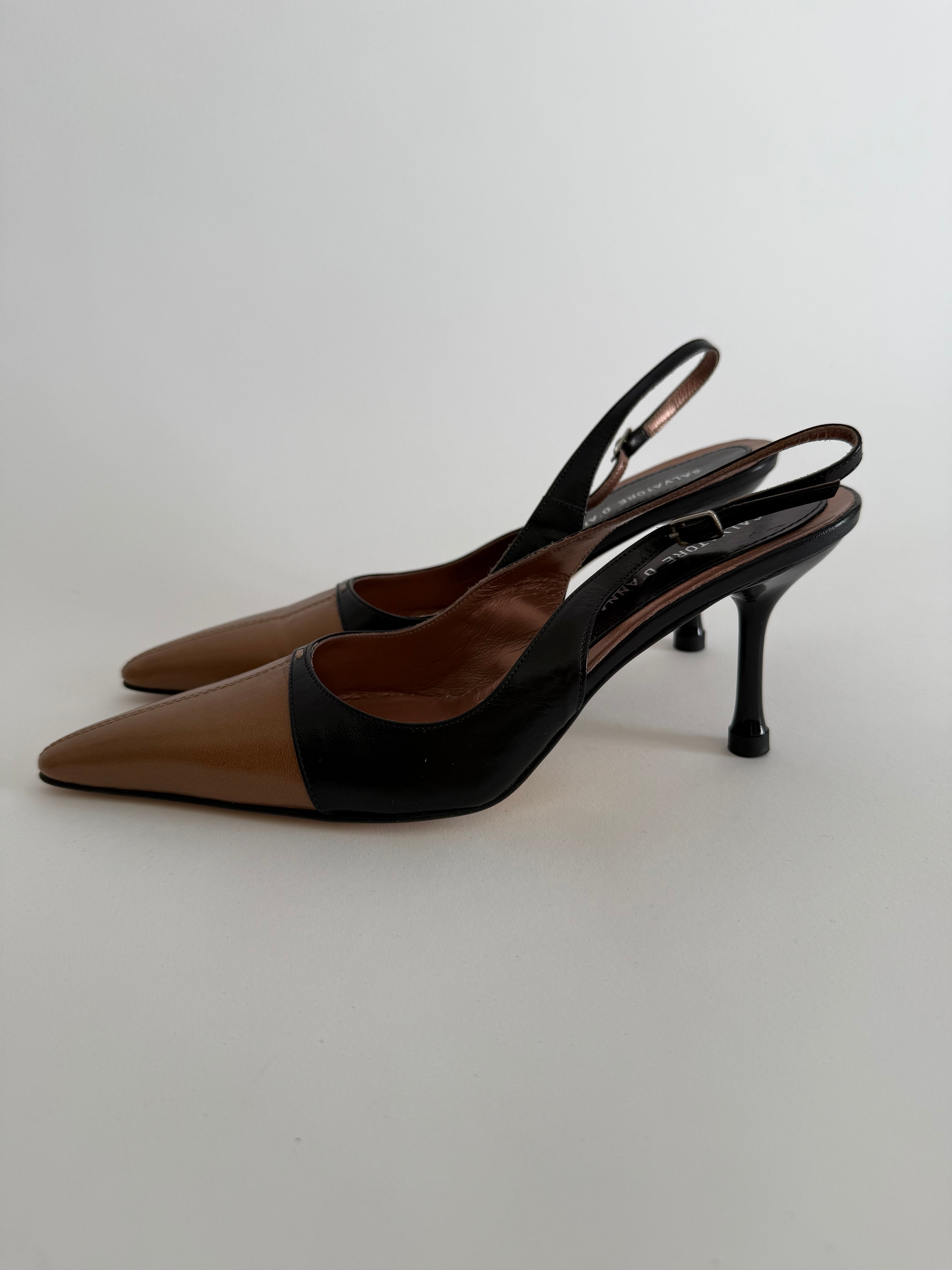 Vintage two tone slingback 90s italian designer