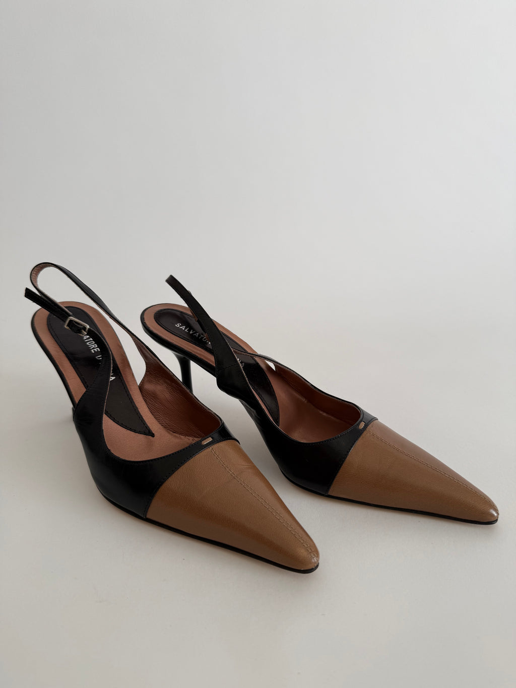 Vintage two tone slingback 90s italian designer