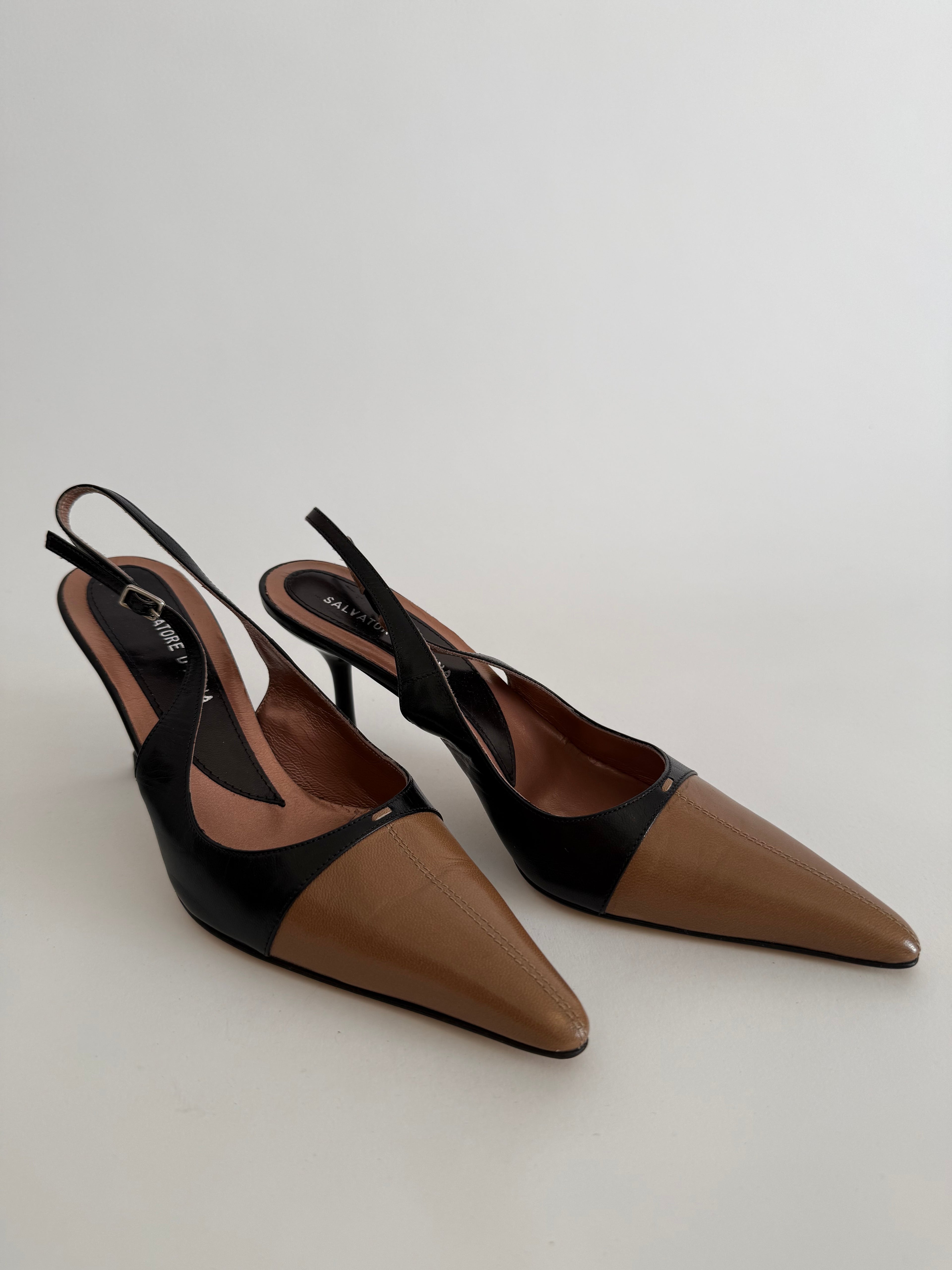 Vintage two tone slingback 90s italian designer