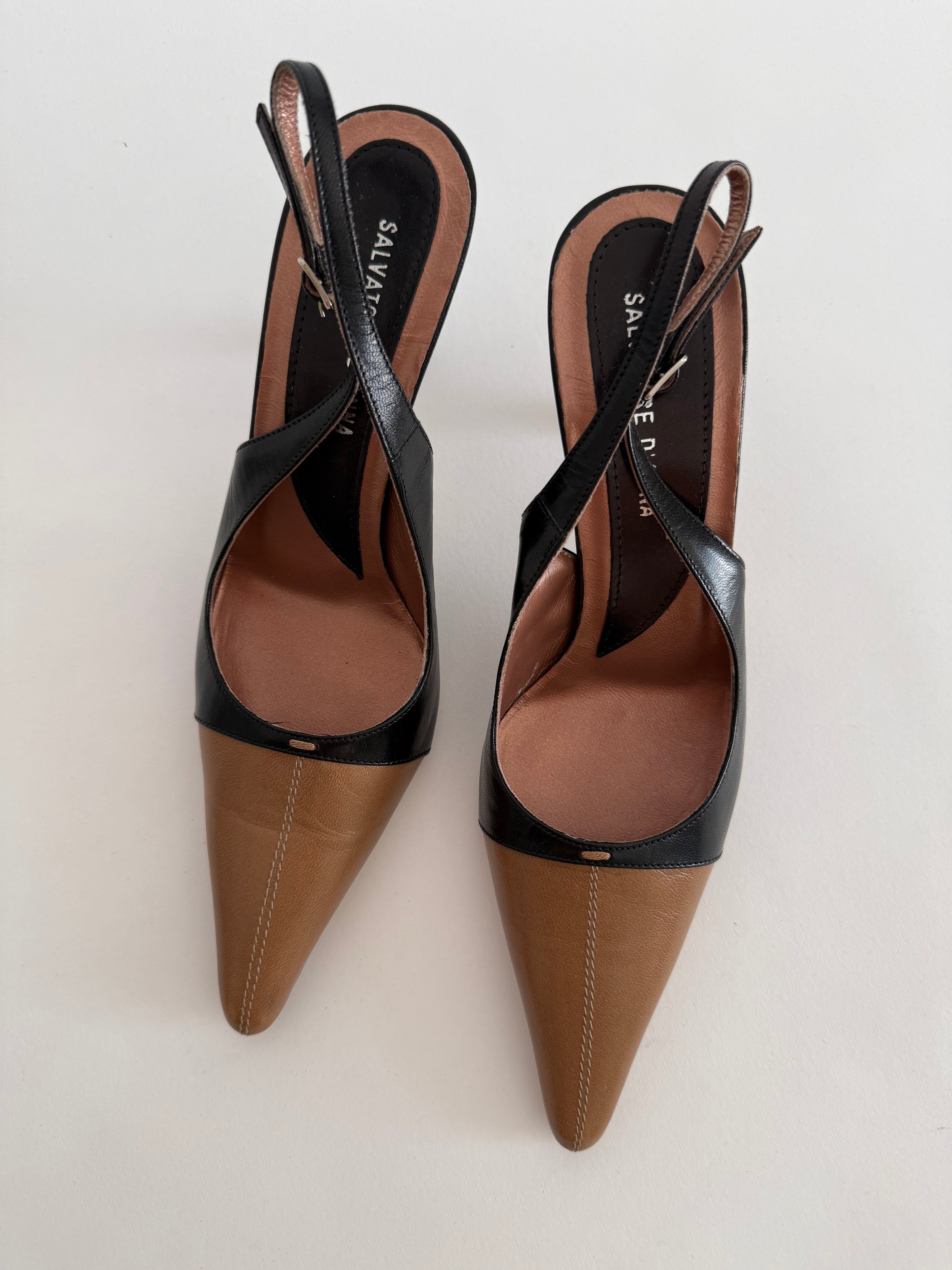 Vintage two tone slingback 90s italian designer