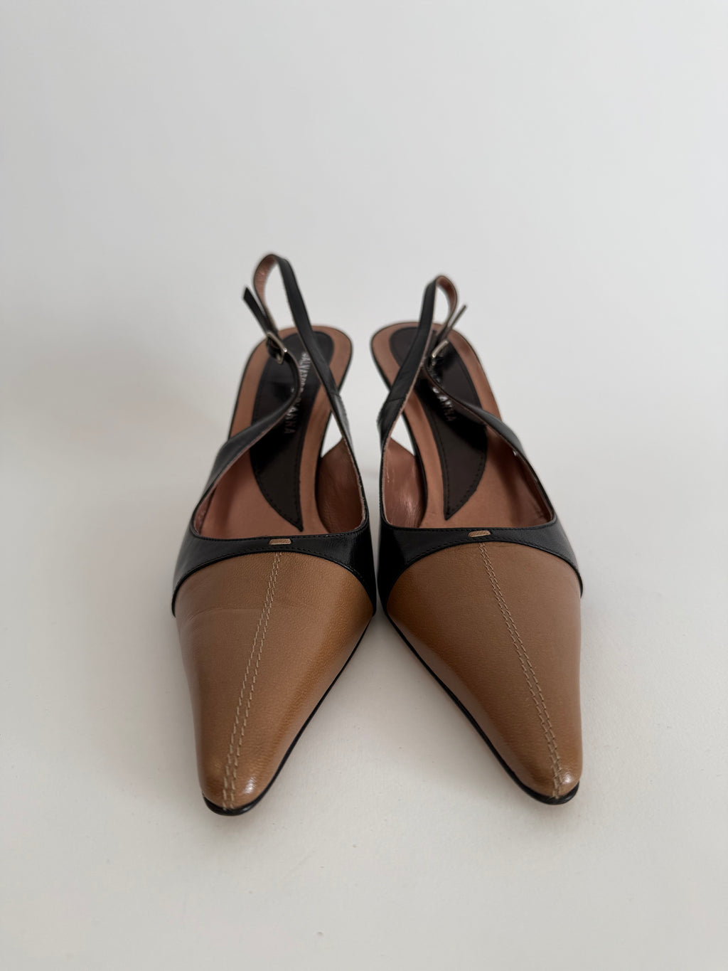 Vintage two tone slingback 90s italian designer