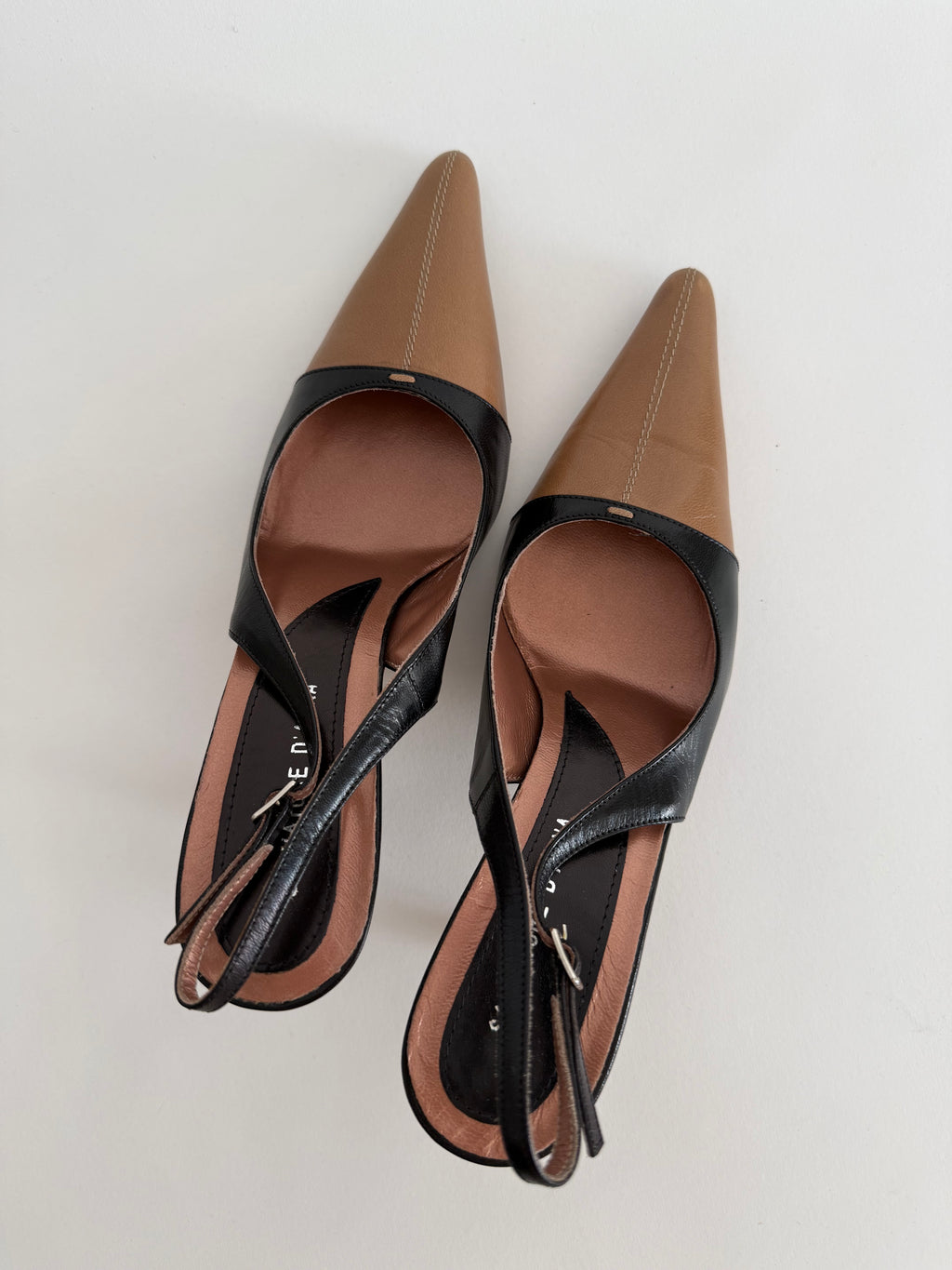 Vintage two tone slingback 90s italian designer
