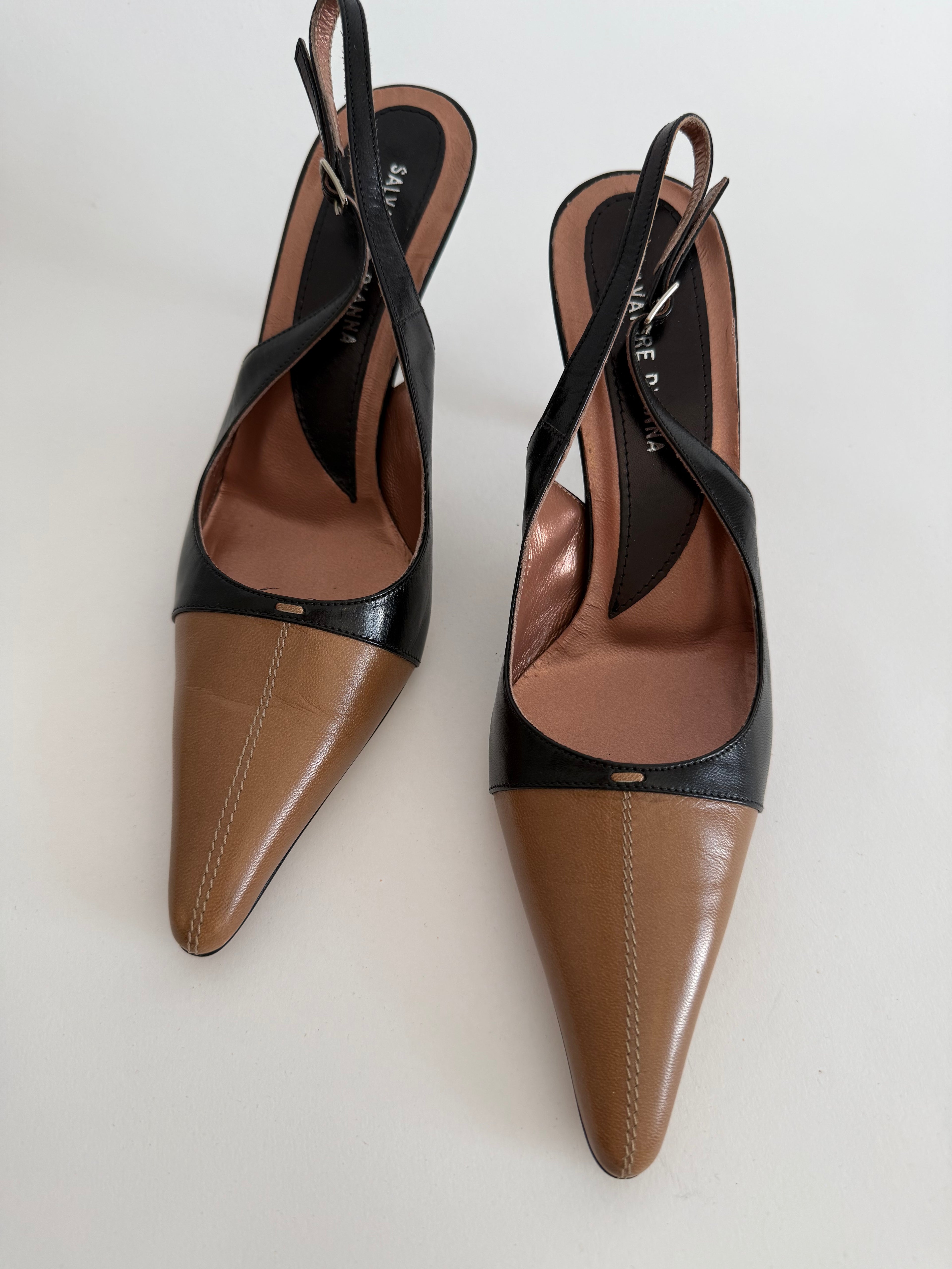 Vintage two tone slingback 90s italian designer