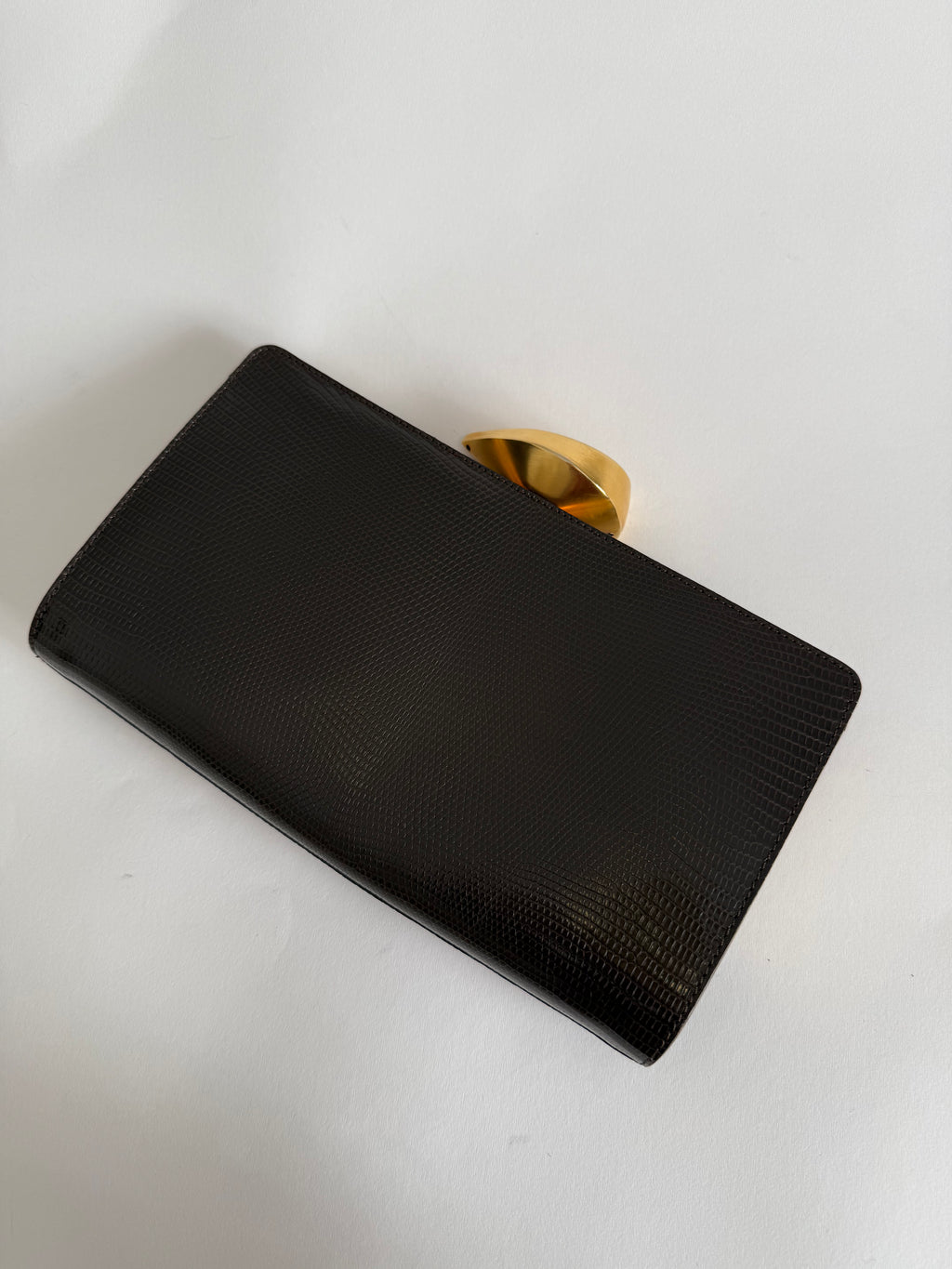 Lizard vintage brown clutch
