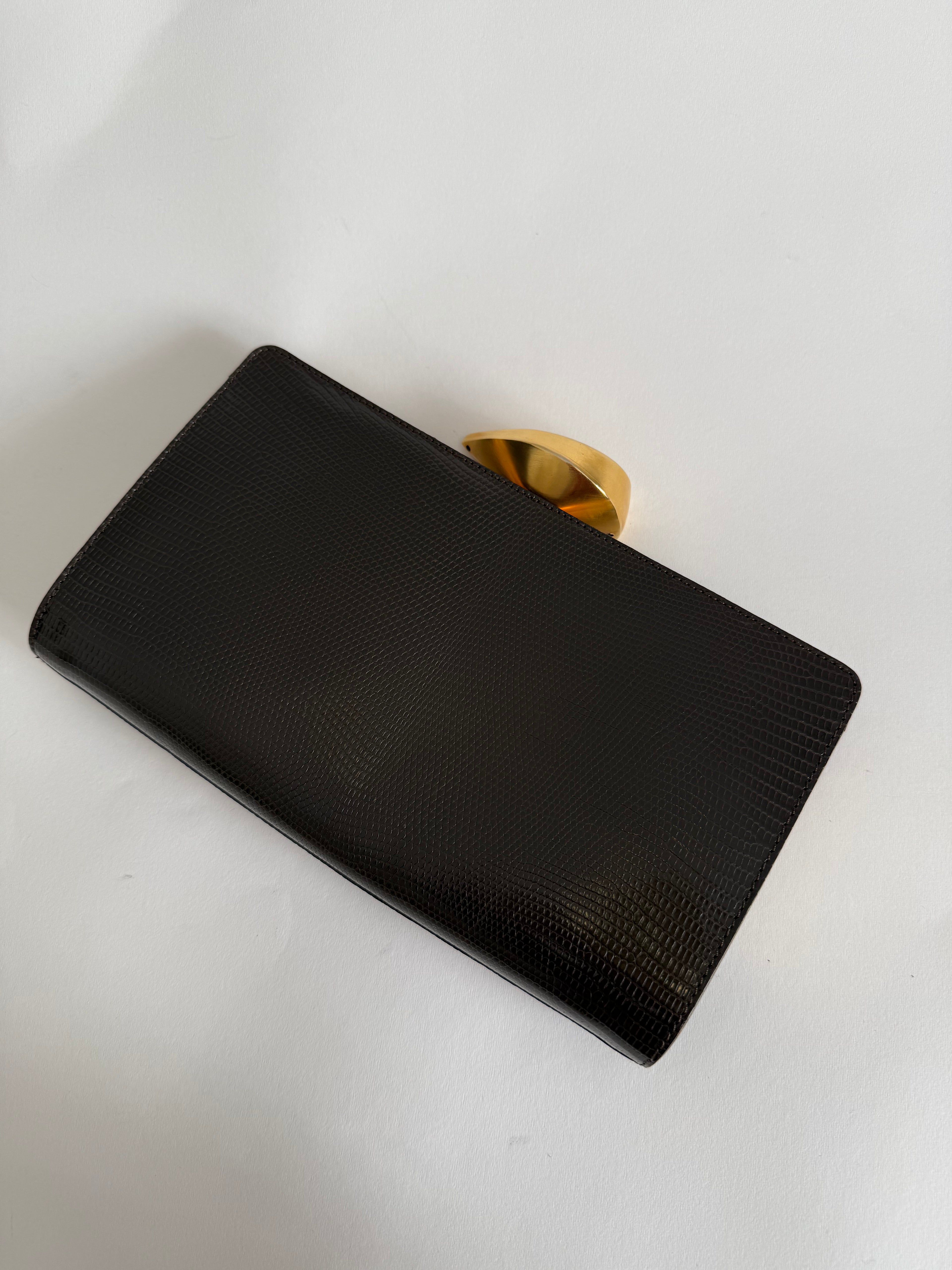 Lizard vintage brown clutch