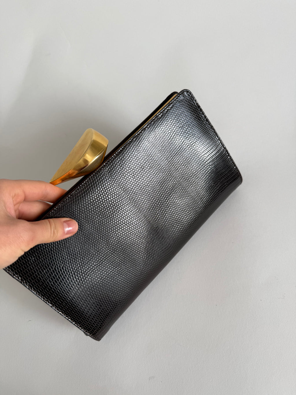 Lizard vintage brown clutch