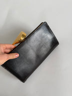 Lizard vintage brown clutch