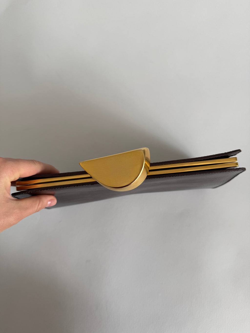 Lizard vintage brown clutch