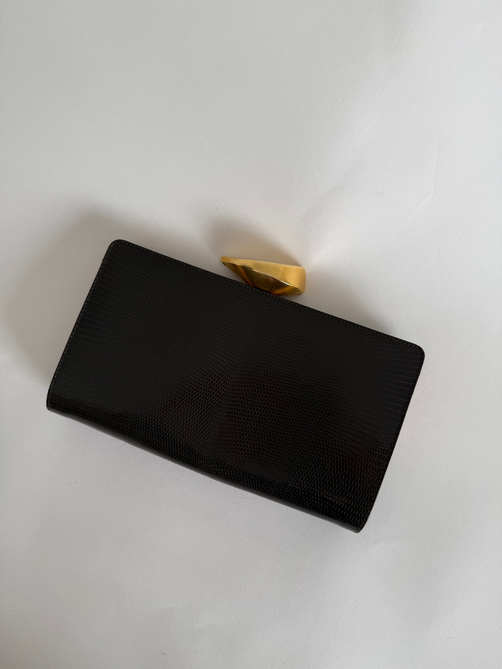 Lizard vintage brown clutch
