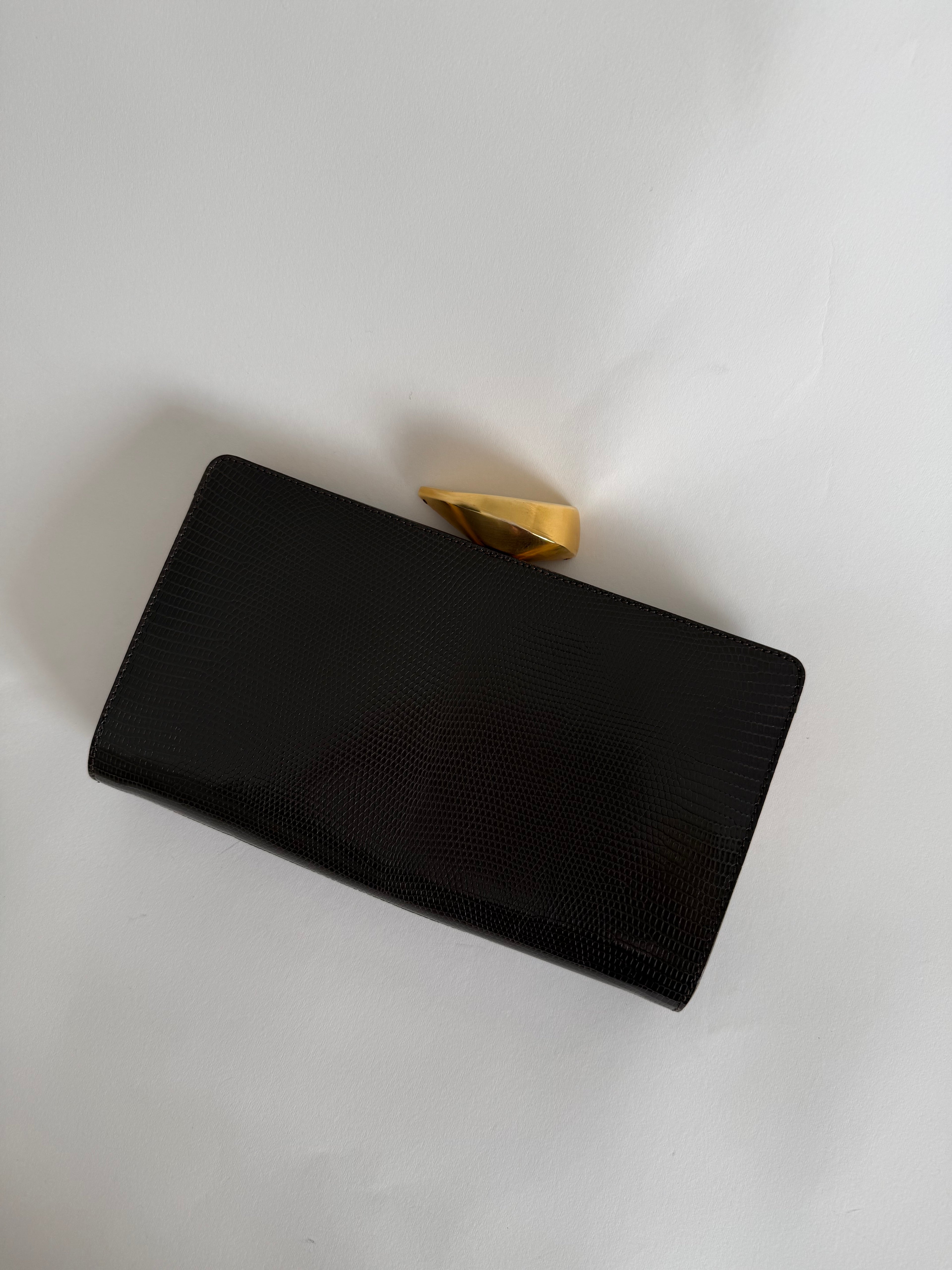 Lizard vintage brown clutch