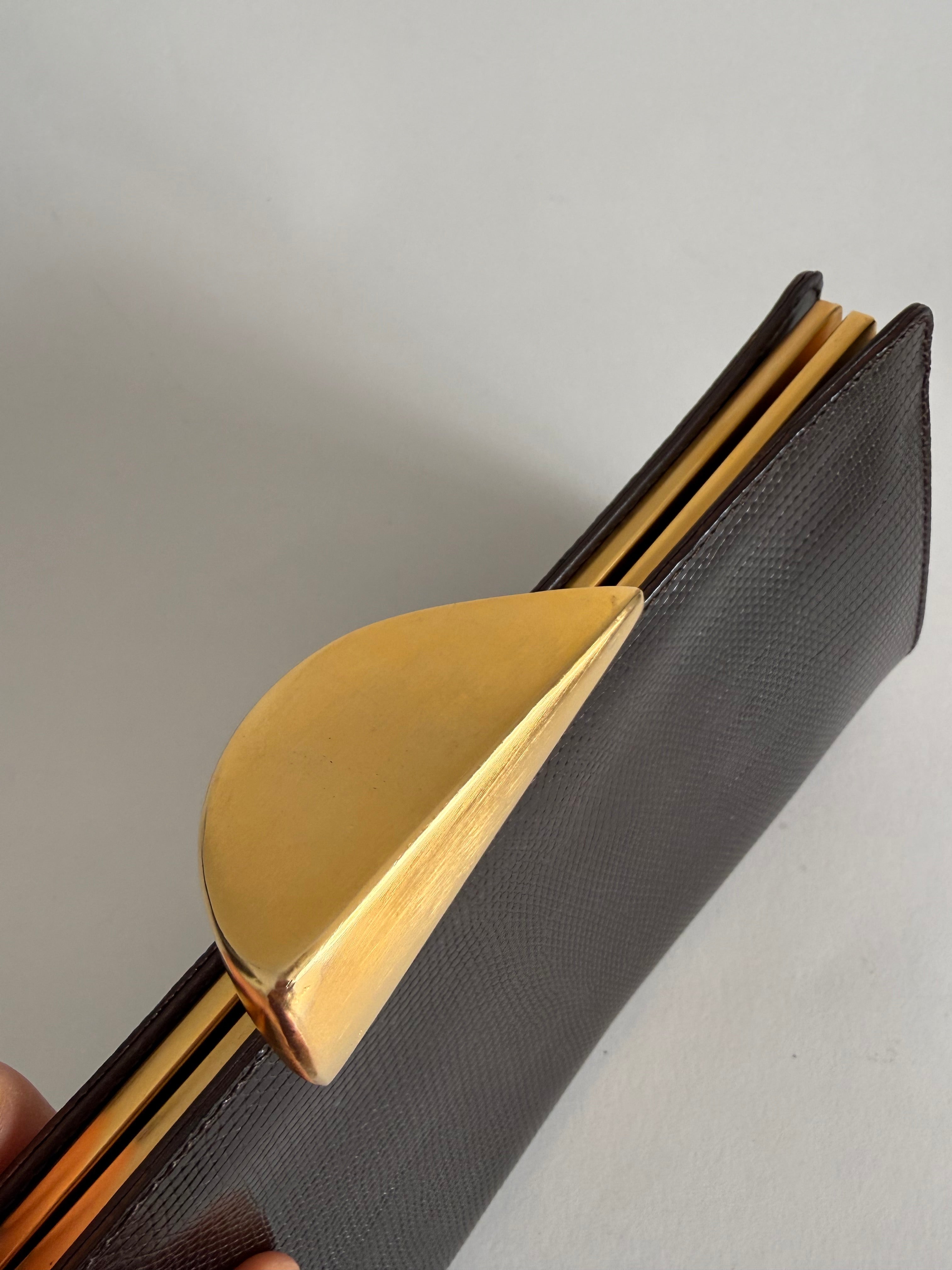Lizard vintage brown clutch