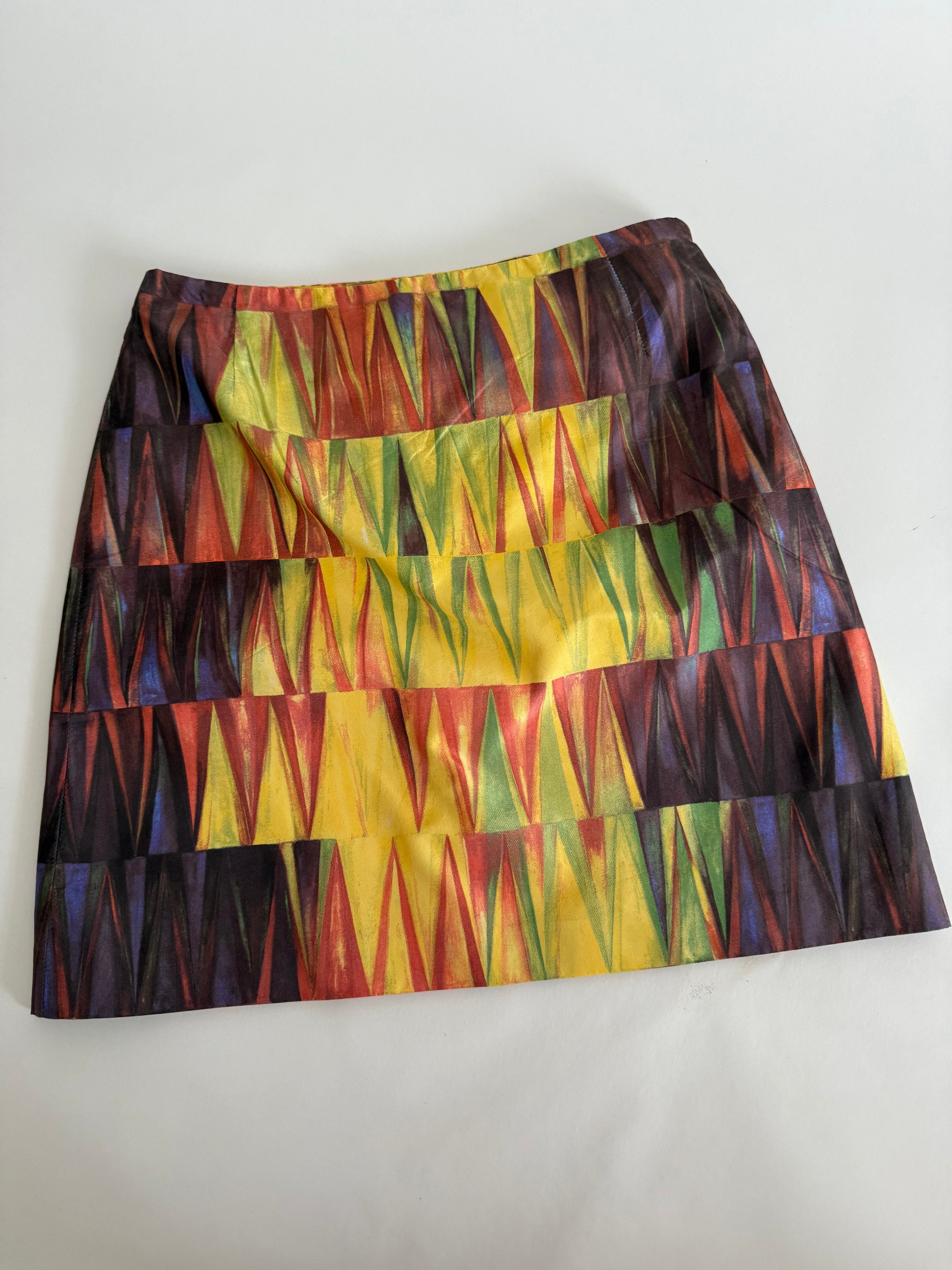 Iceberg SS 1999 mini silk multicolored skirt