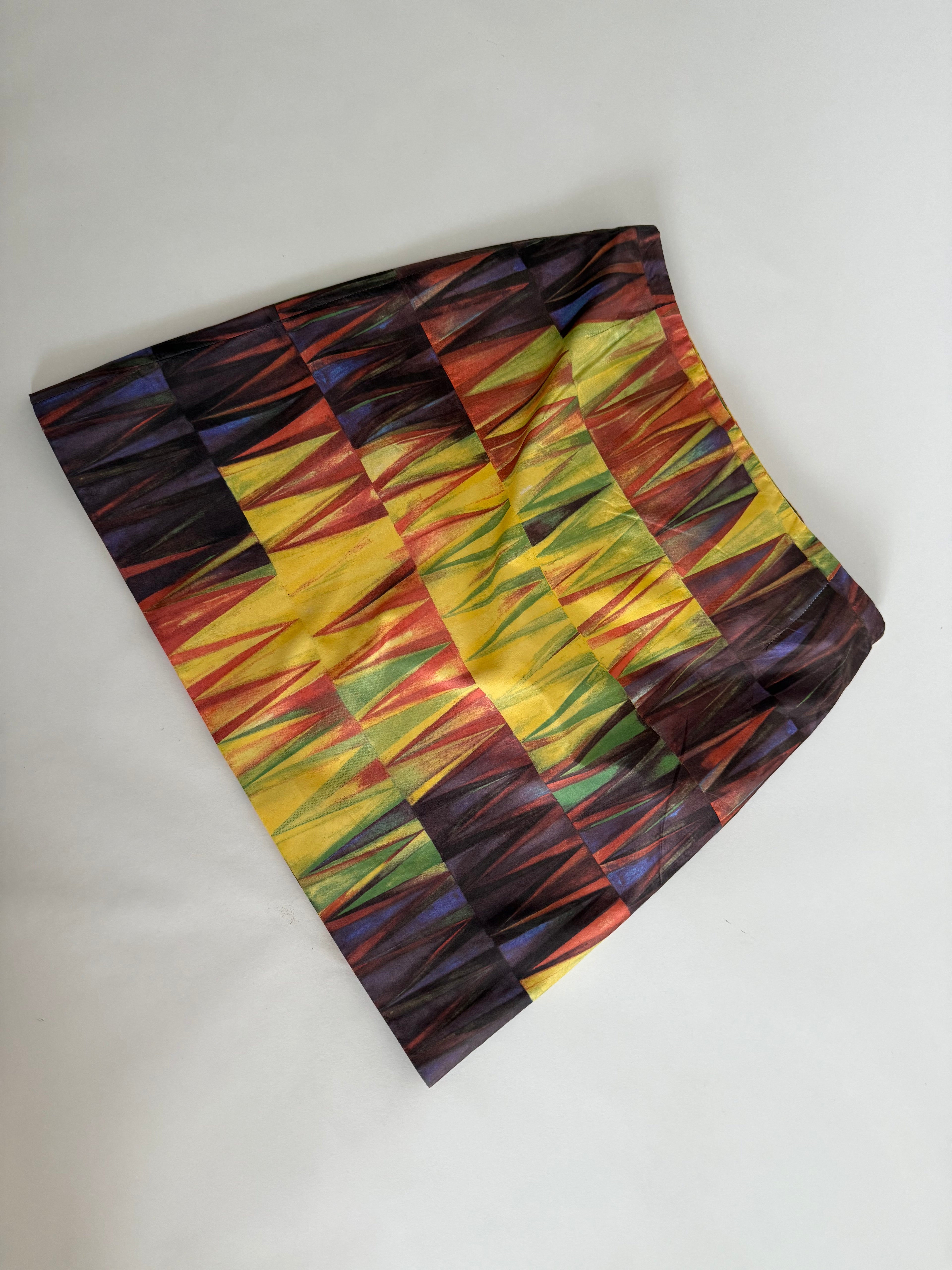 Iceberg SS 1999 mini silk multicolored skirt