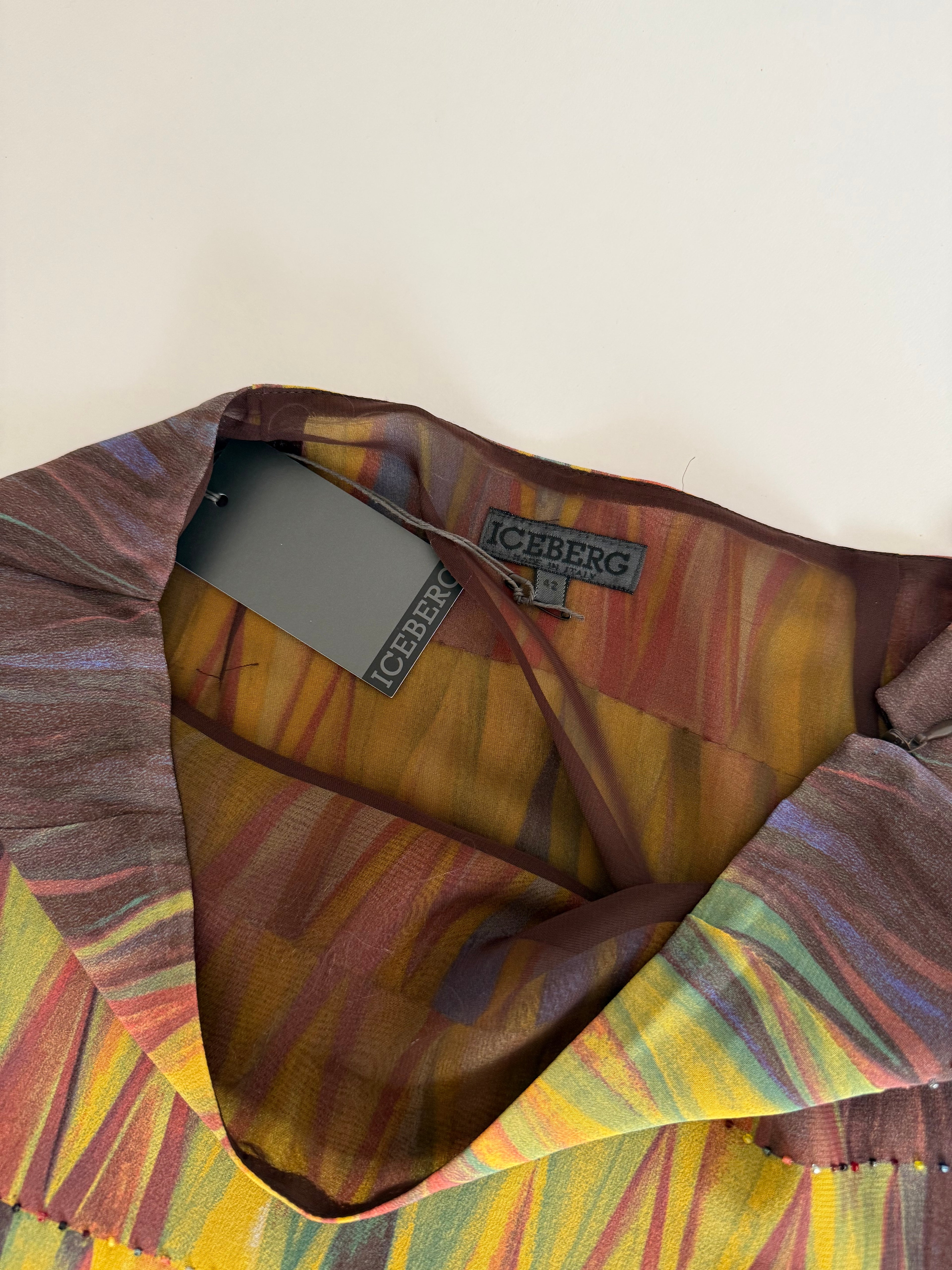 Rare Iceberg SS 1999 Runway silk rainbow skirt