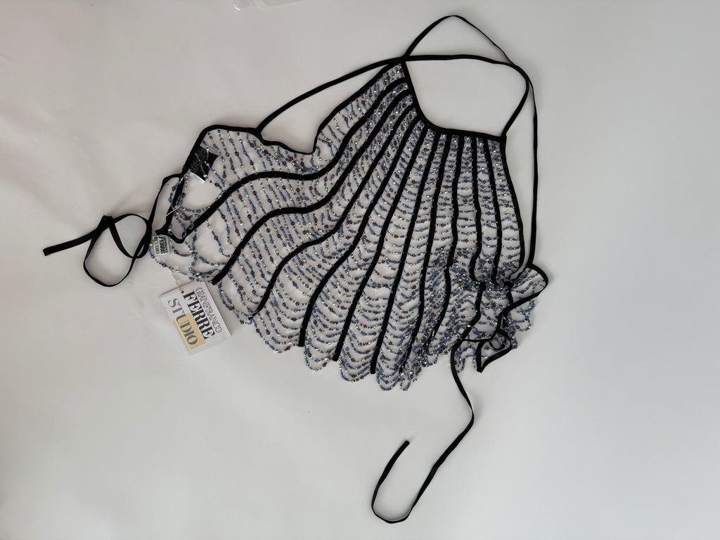 Gianfranco Ferré Studio backless top beads stones 90s