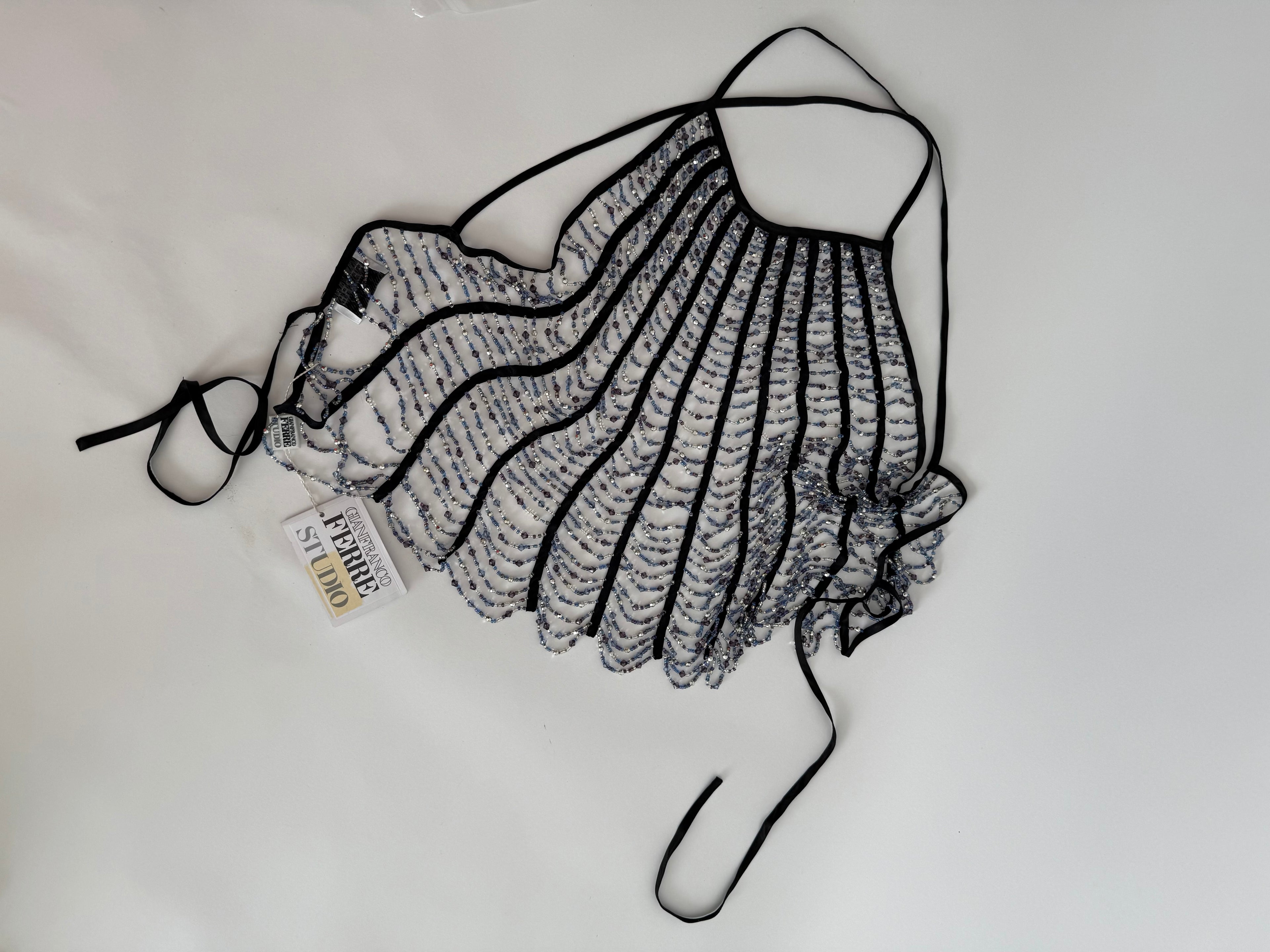 Gianfranco Ferré Studio backless top beads stones 90s