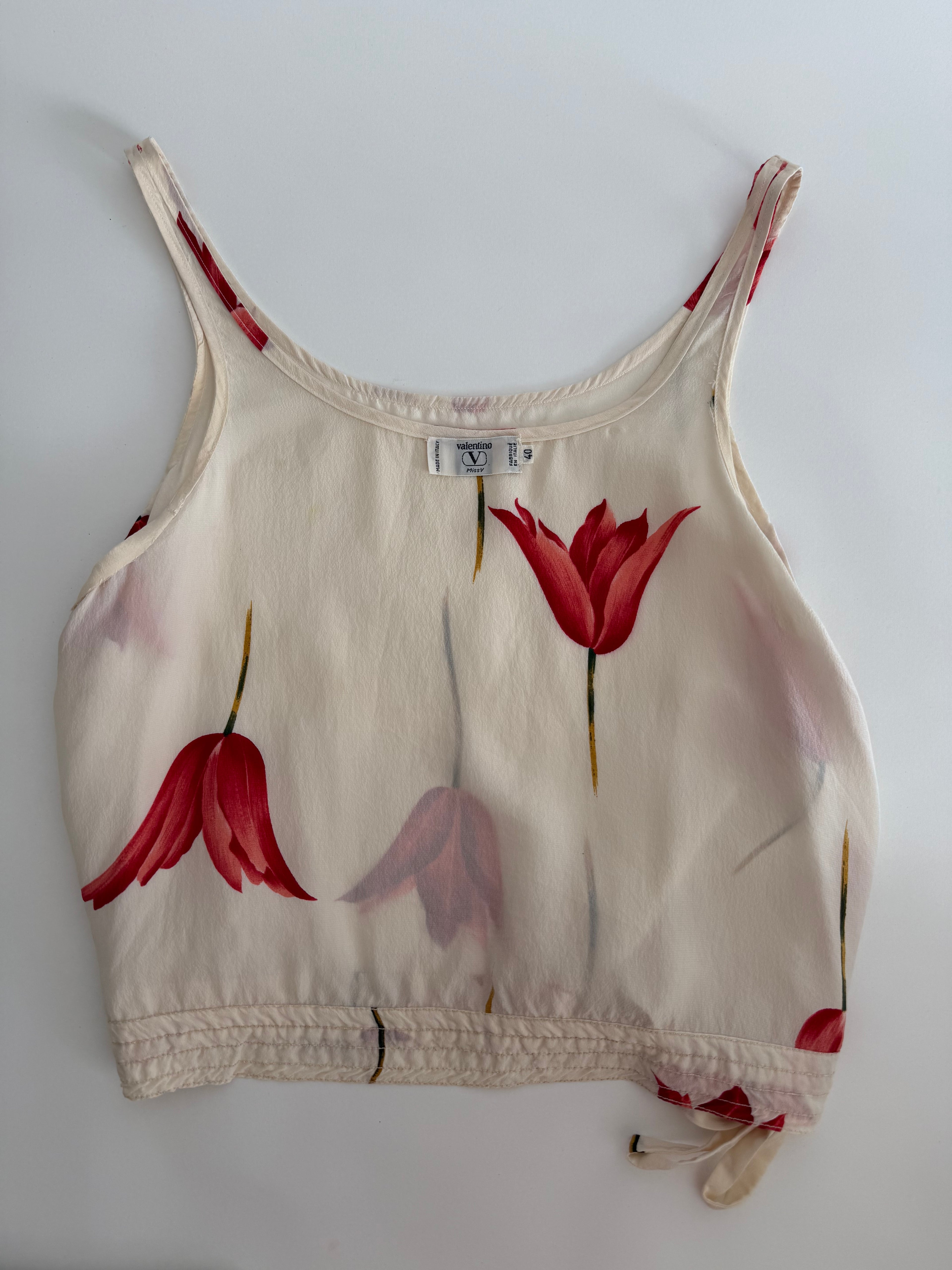 Valentino Miss V tulip silk tank top 90s