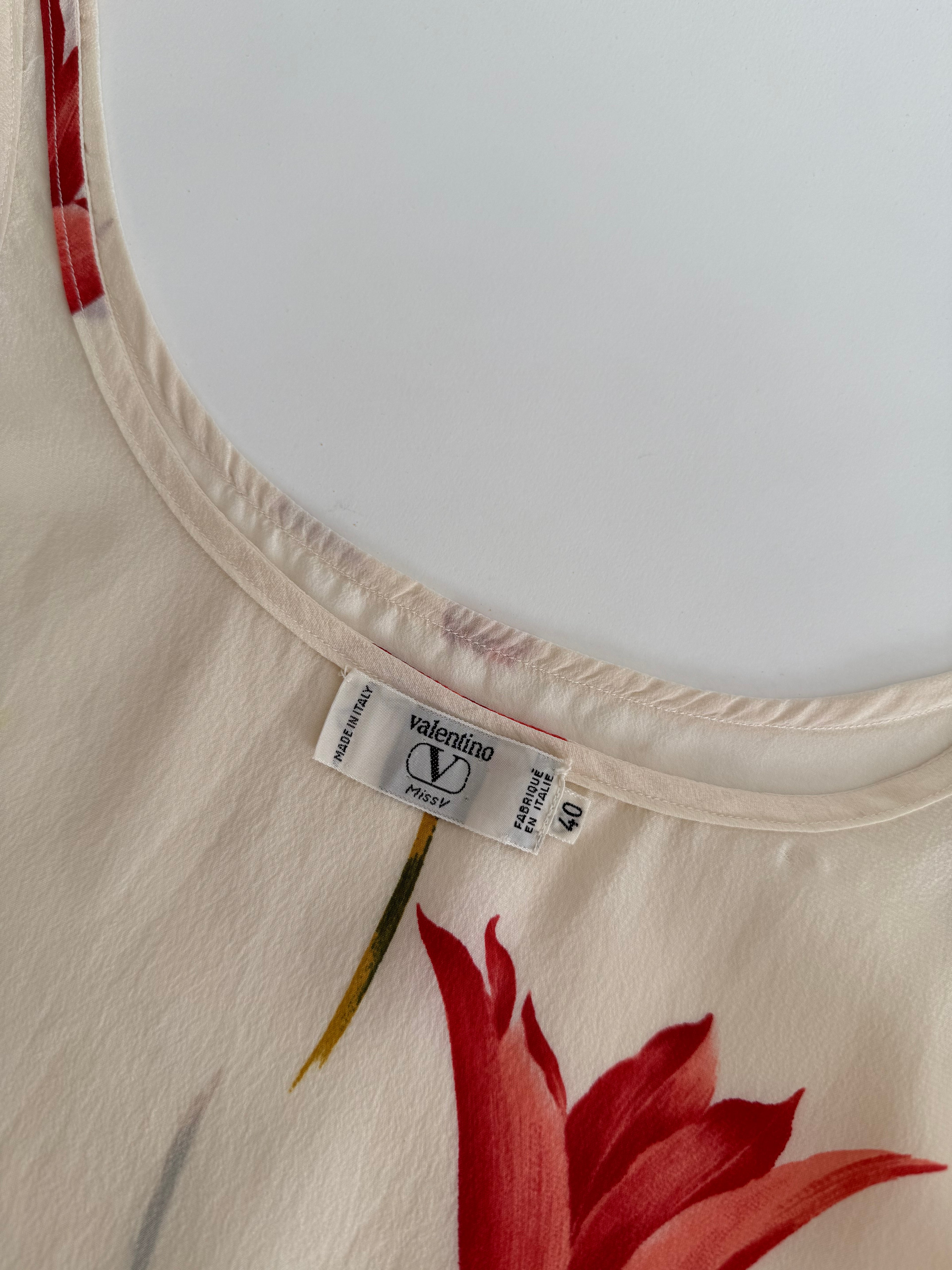 Valentino Miss V tulip silk tank top 90s