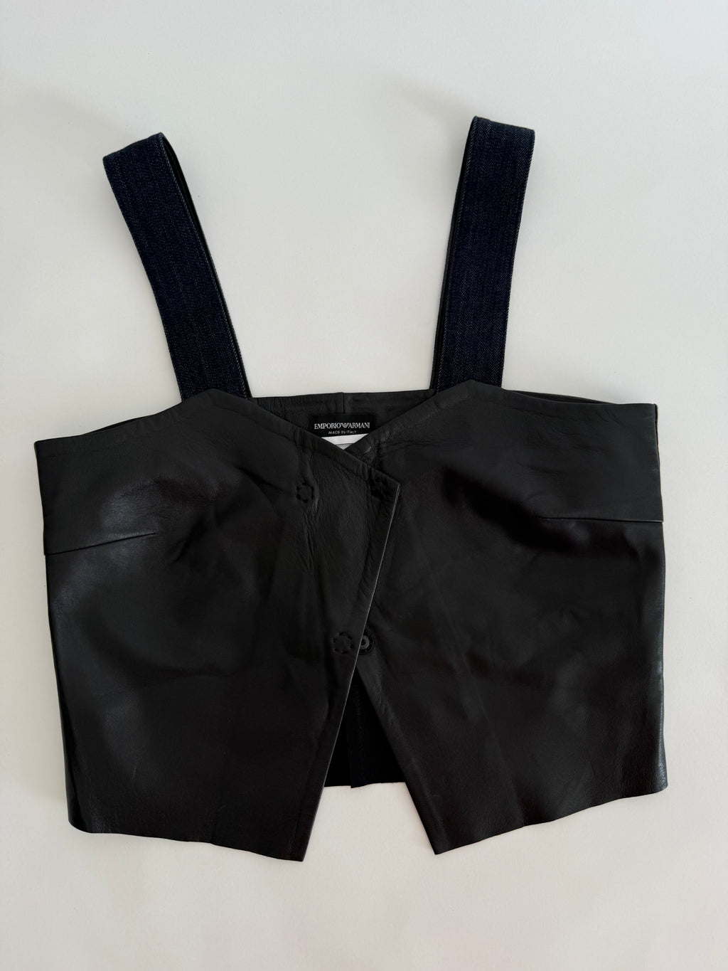 Emporio Armani SS 2017 leather denim top