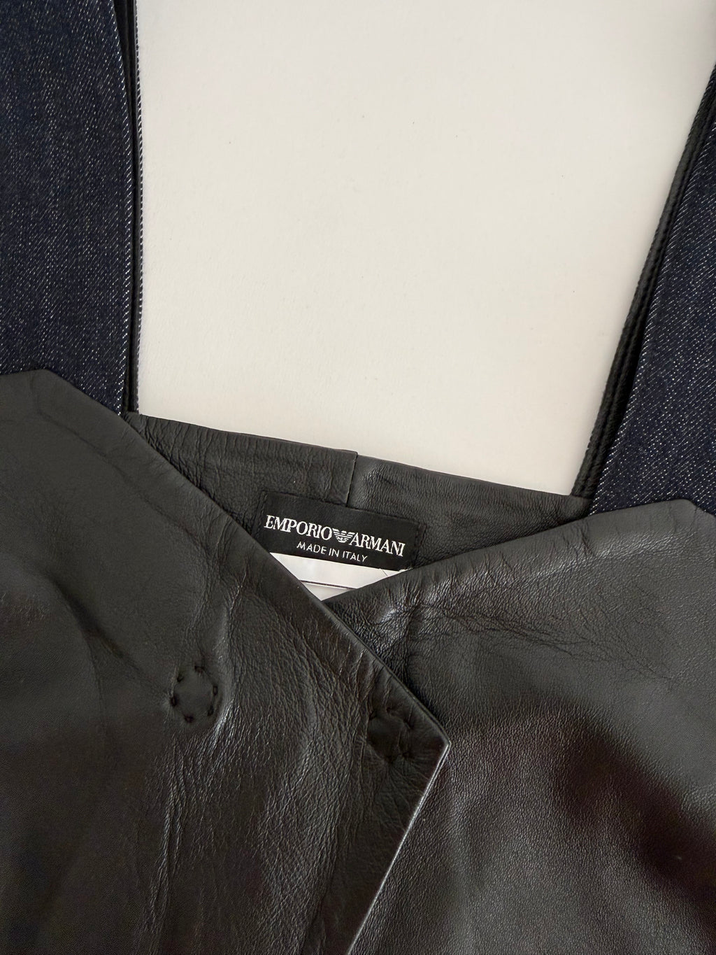 Emporio Armani SS 2017 leather denim top