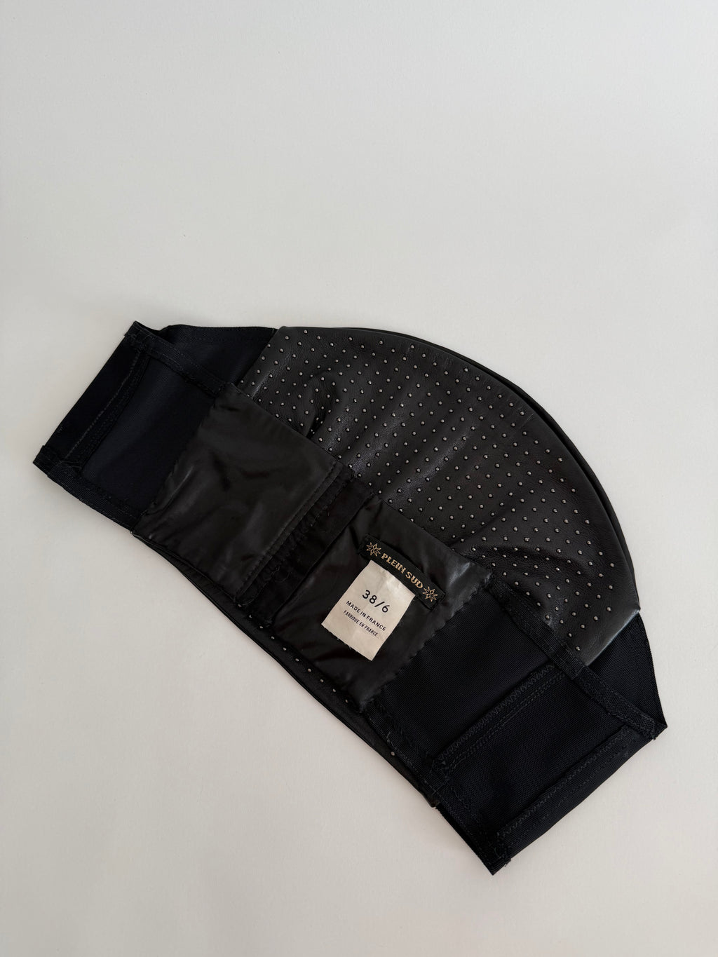 Plein Sud black leather bustier with mini studs 2000s