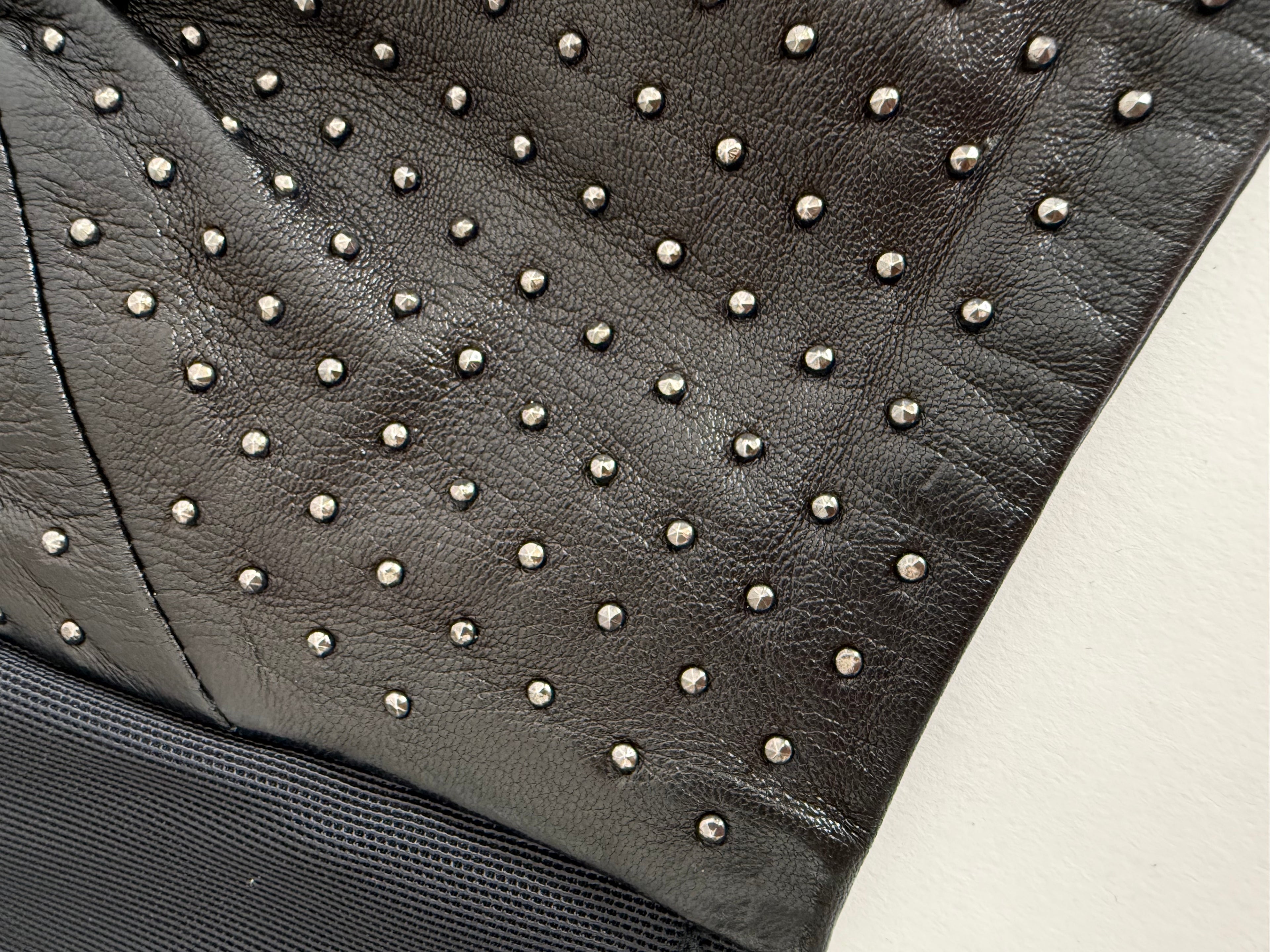 Plein Sud black leather bustier with mini studs 2000s