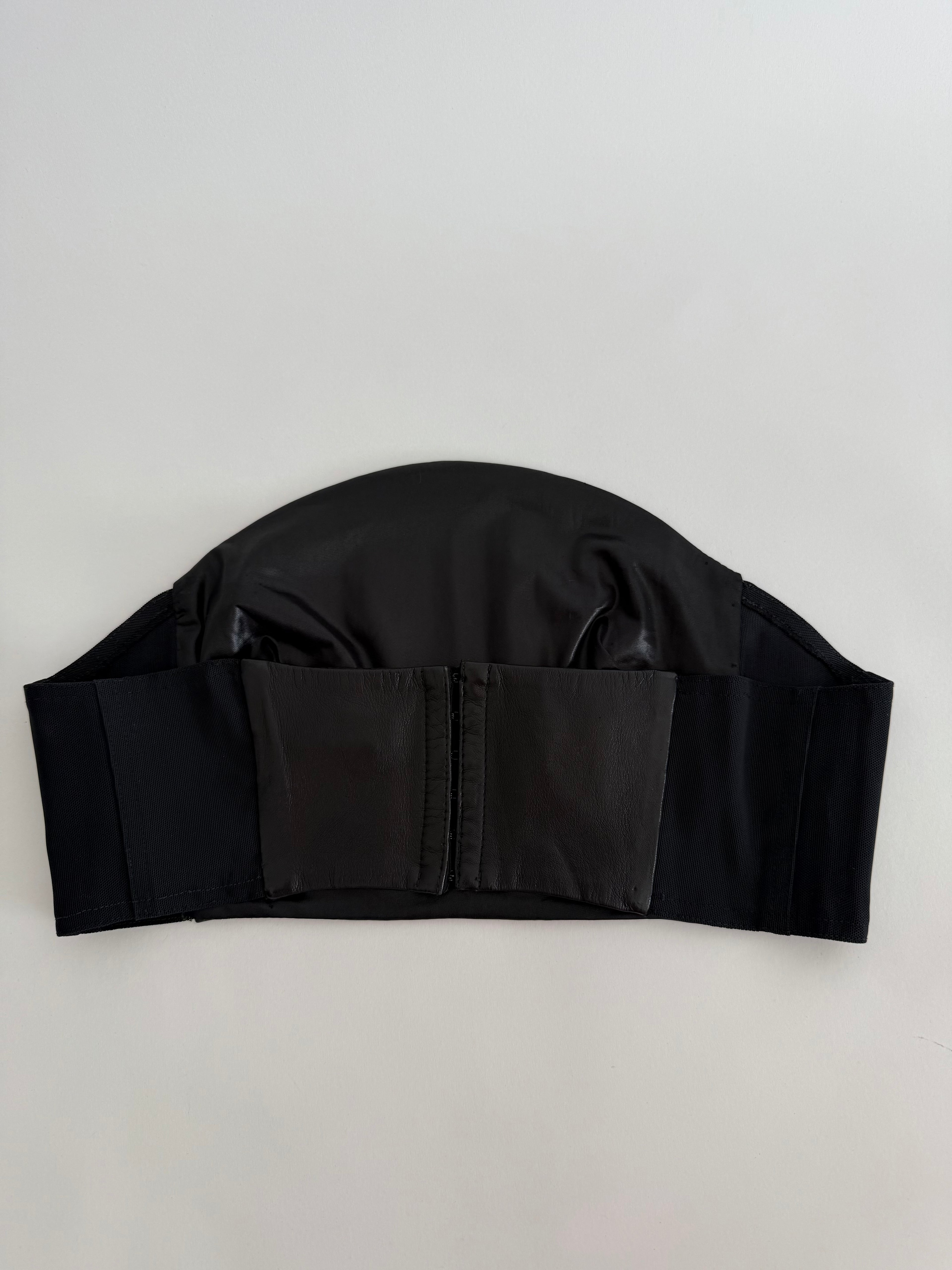 Plein Sud black leather bustier with mini studs 2000s