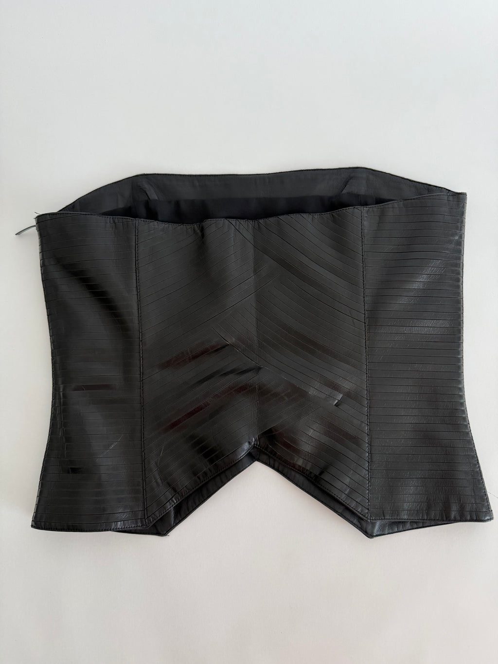 Insane laser cut Armani 2001 black leather bustier