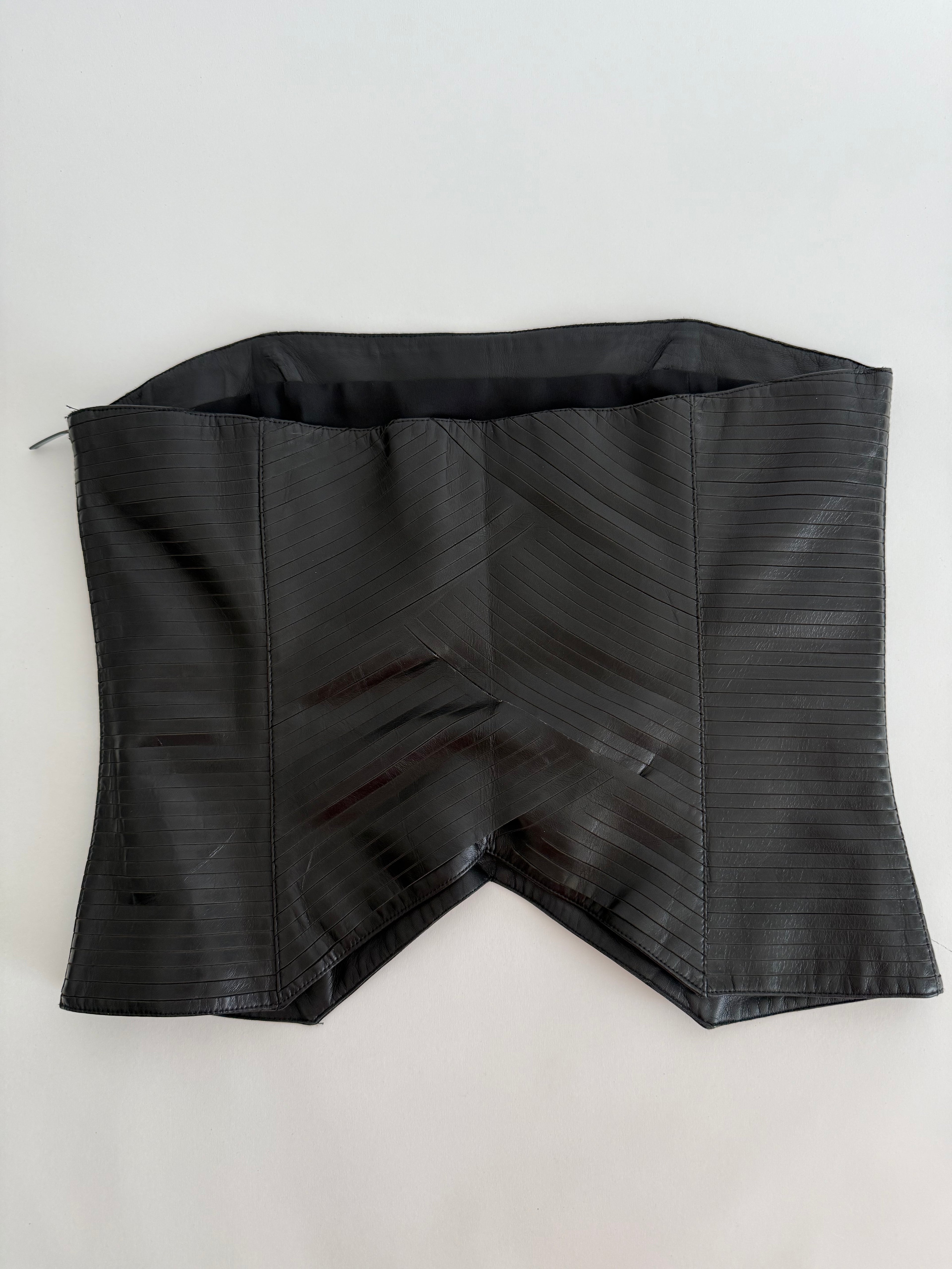 Insane laser cut Armani 2001 black leather bustier