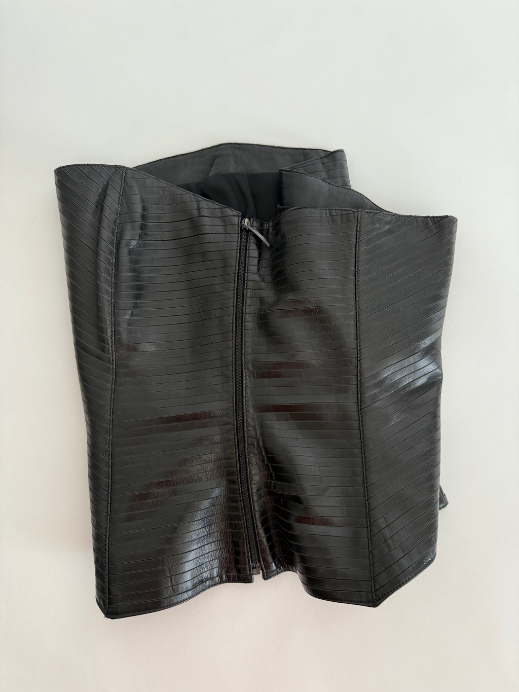 Insane laser cut Armani 2001 black leather bustier