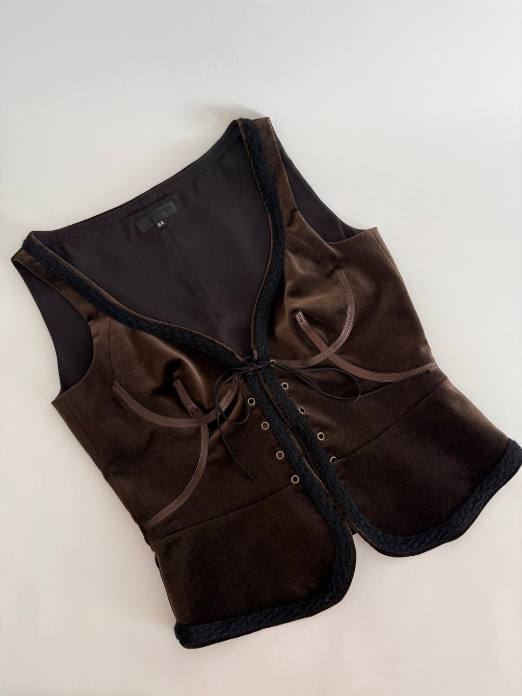 Costume National gilet vest brown velvet corset