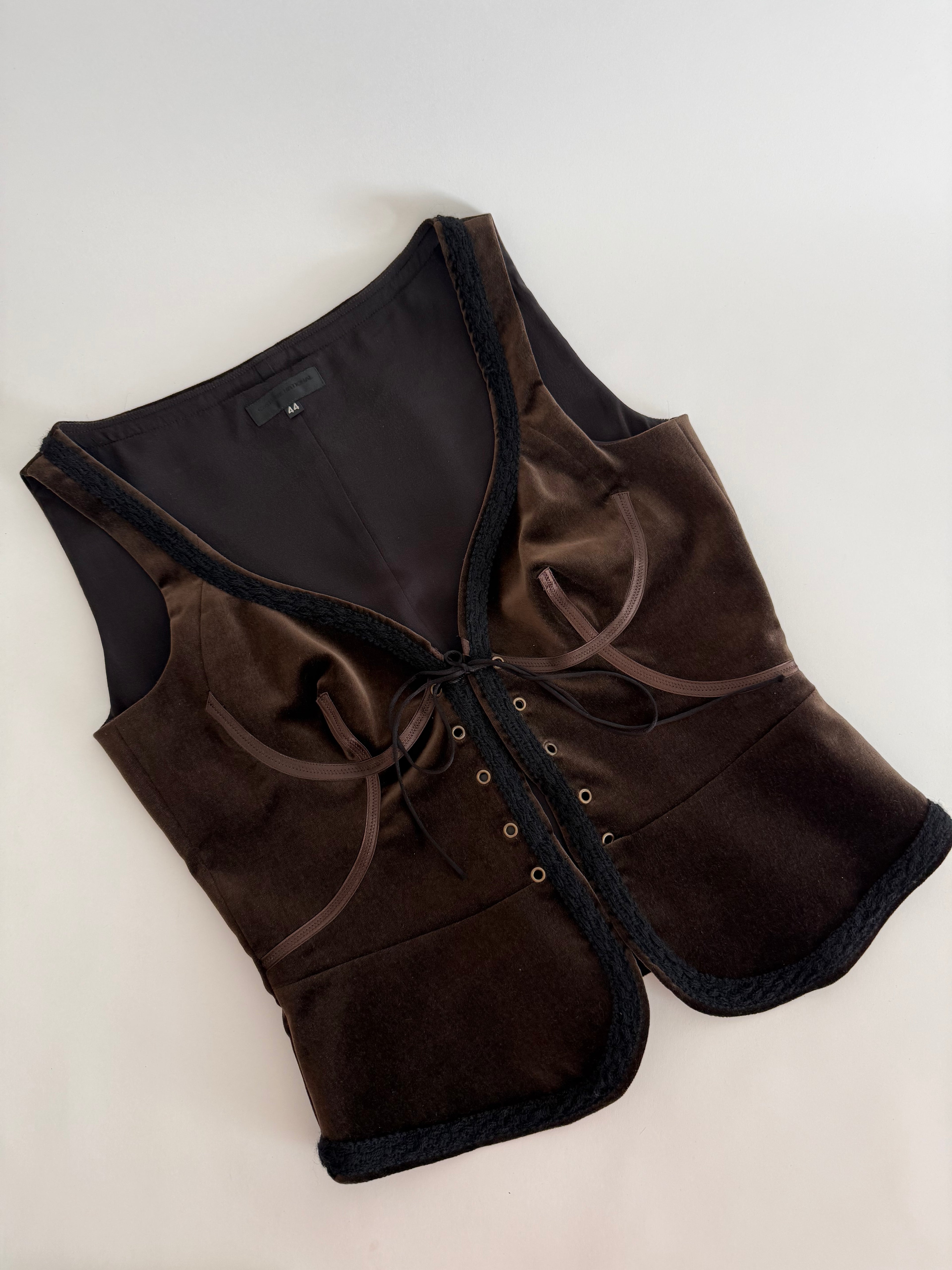 Costume National gilet vest brown velvet corset