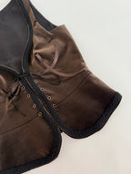 Costume National gilet vest brown velvet corset