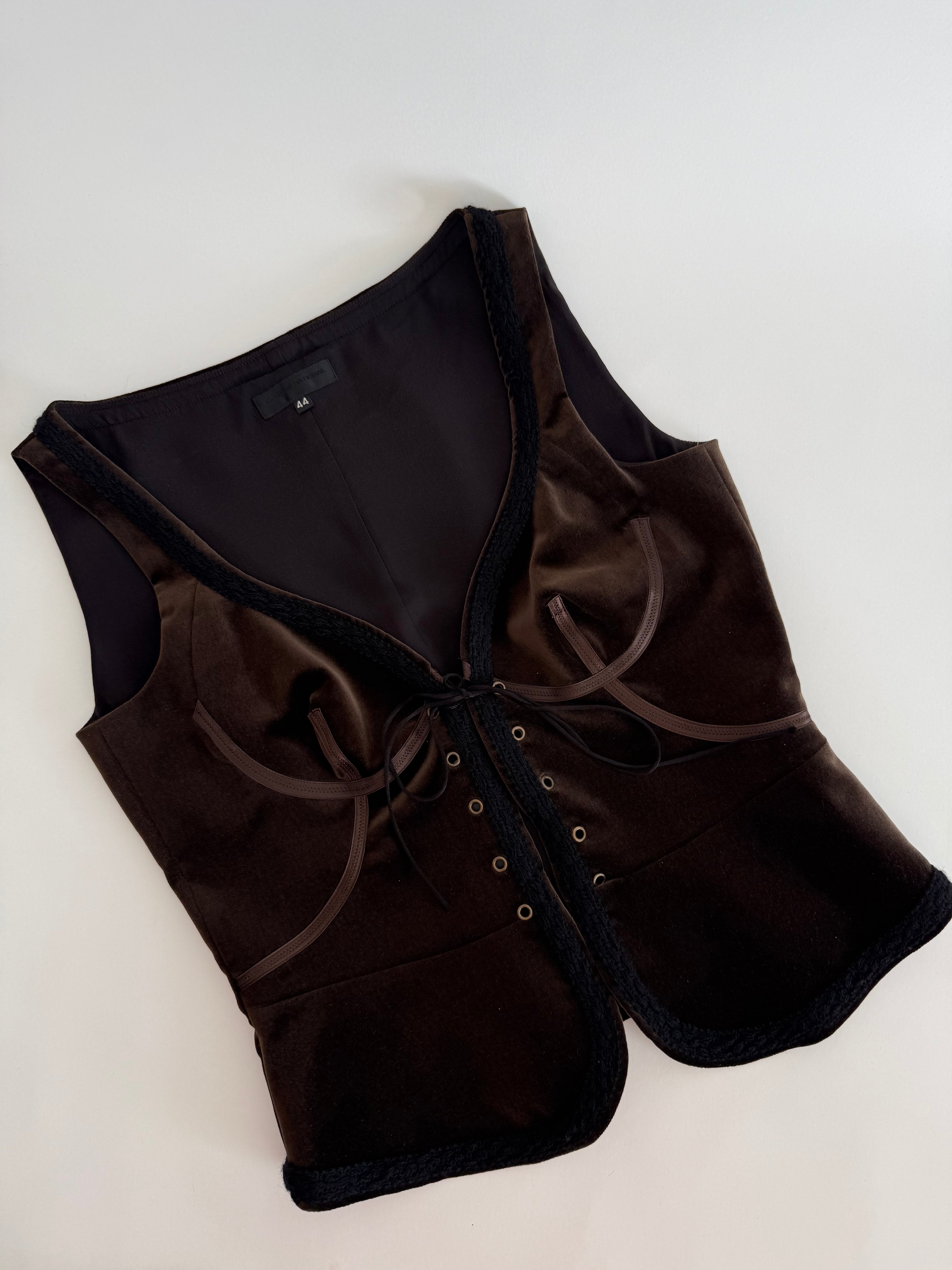 Costume National gilet vest brown velvet corset