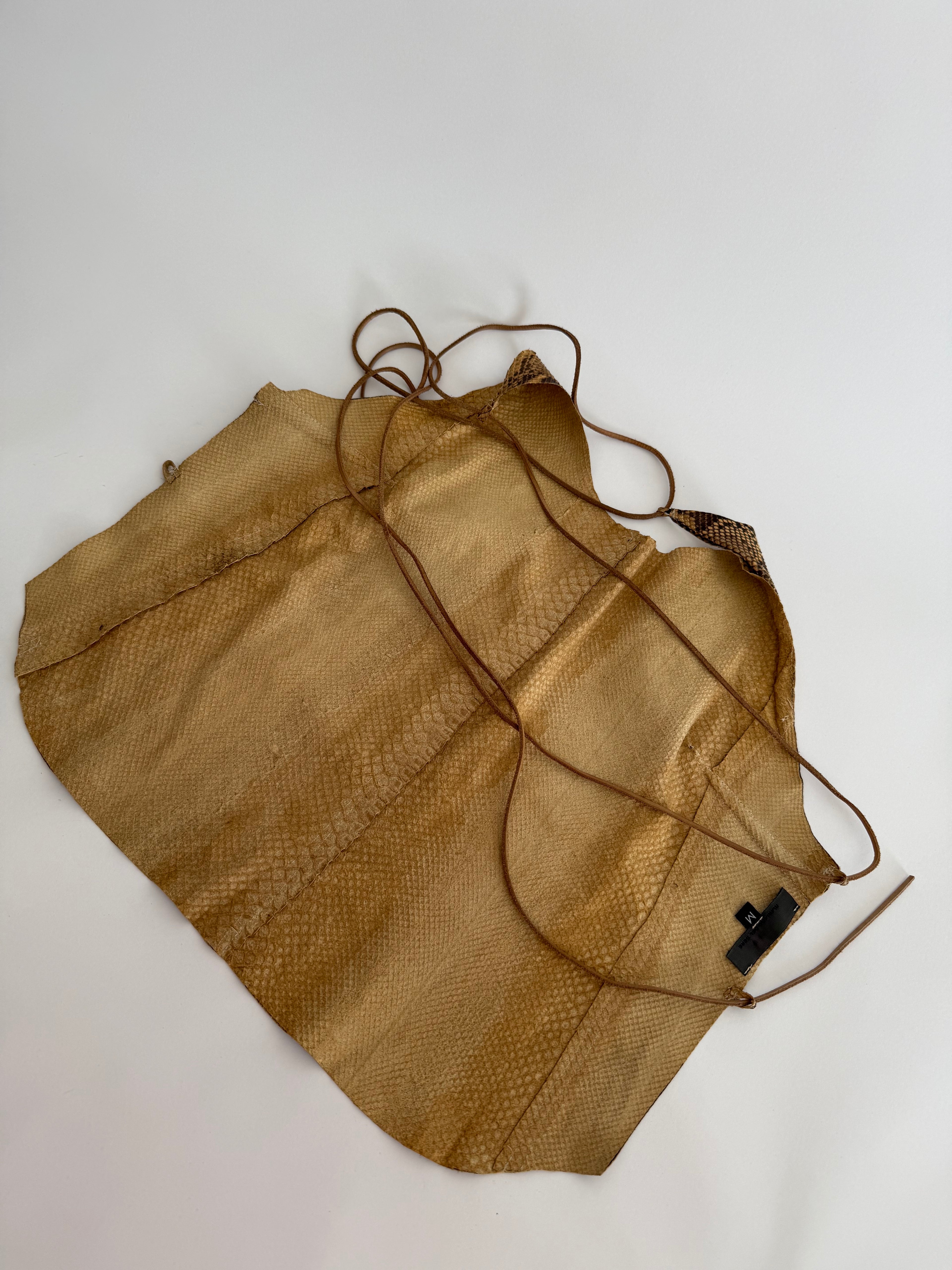 Rare top vintage leather python bare back 90s