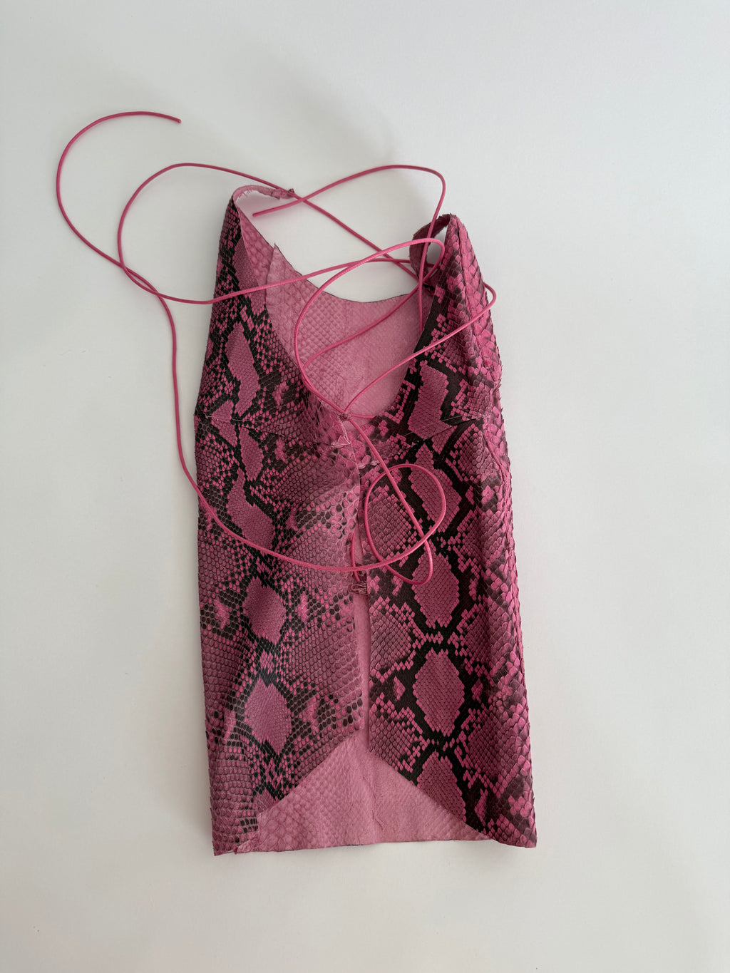 Vintage 90s pink python leather bare back top