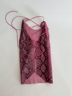 Vintage 90s pink python leather bare back top