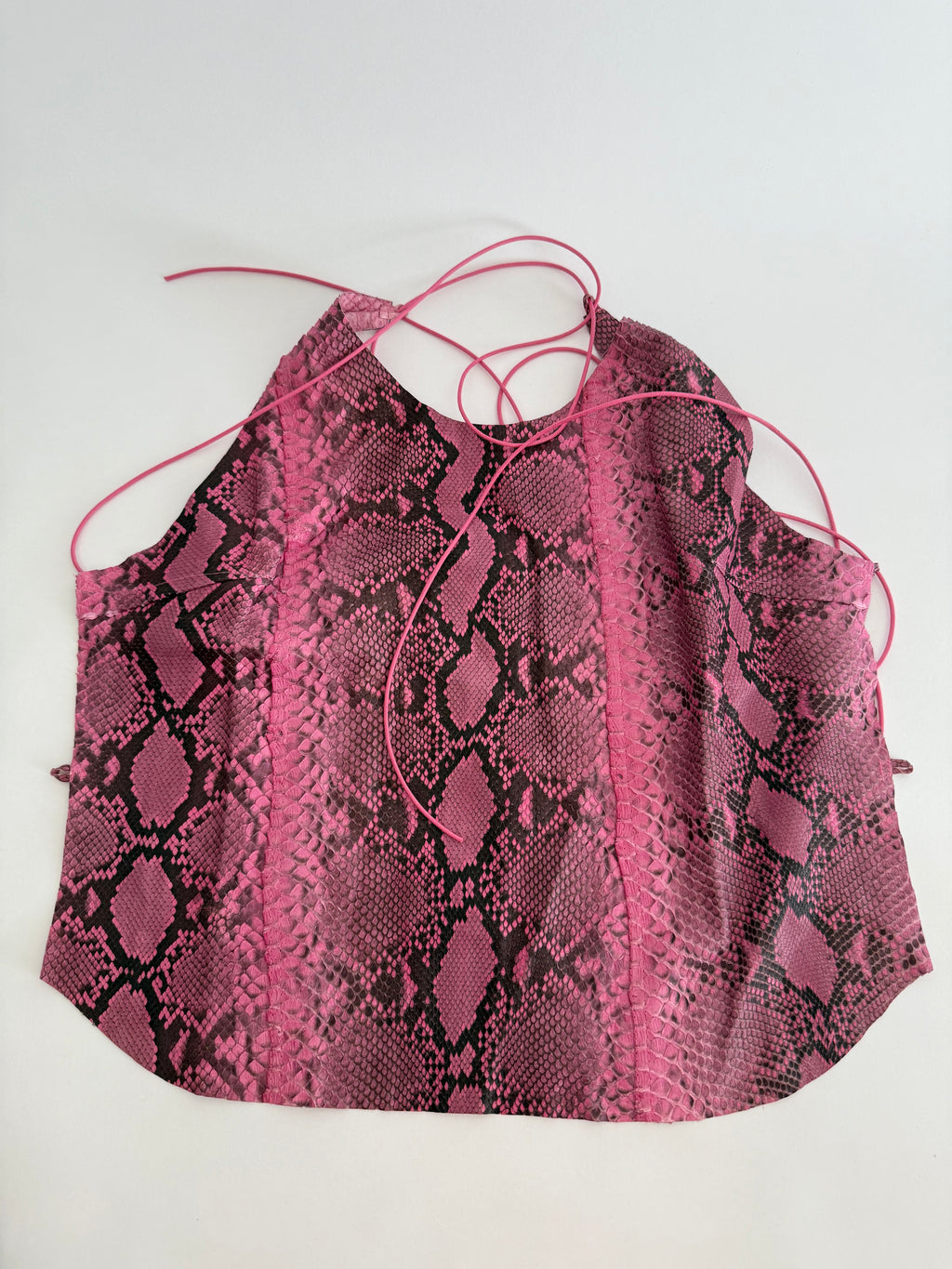 Vintage 90s pink python leather bare back top