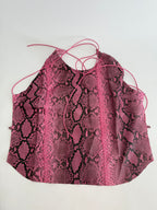 Vintage 90s pink python leather bare back top