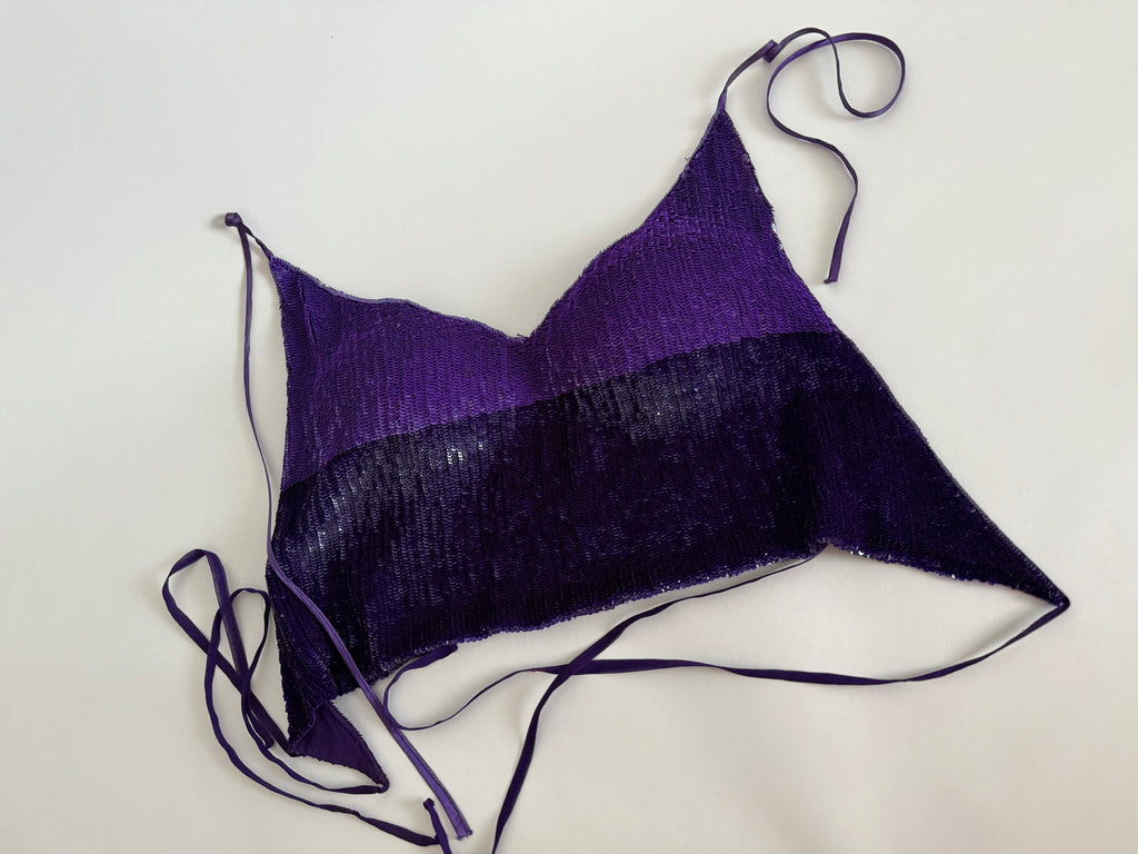 Gianfranco Ferrè purple sequin bare back top 90s