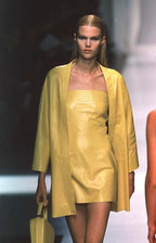 Rare Genny SS 1998 Runway yellow leather mini dress