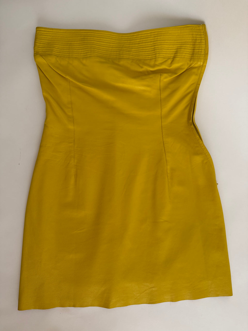 Rare Genny SS 1998 Runway yellow leather mini dress