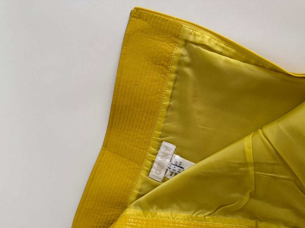 Rare Genny SS 1998 Runway yellow leather mini dress