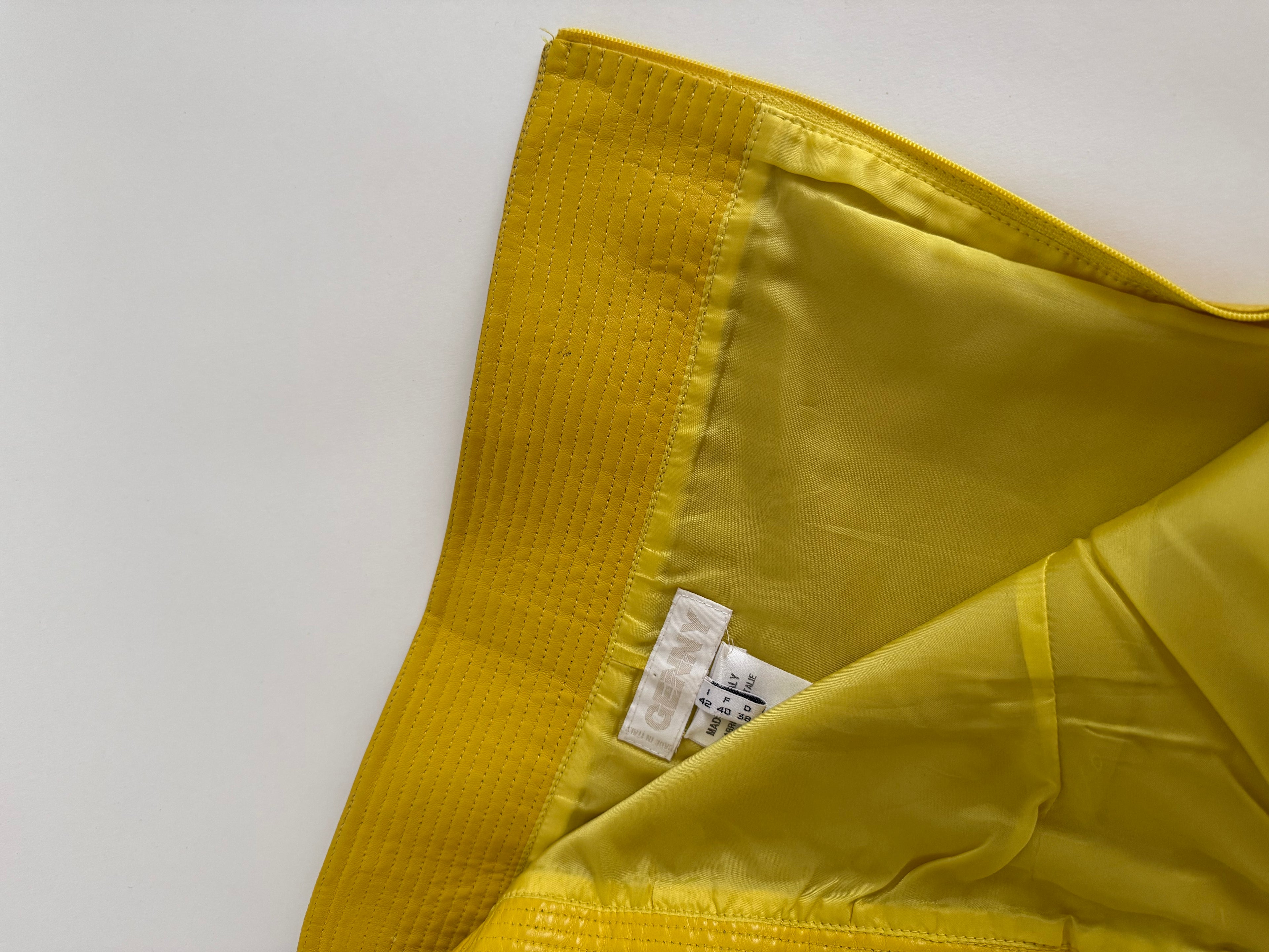 Rare Genny SS 1998 Runway yellow leather mini dress
